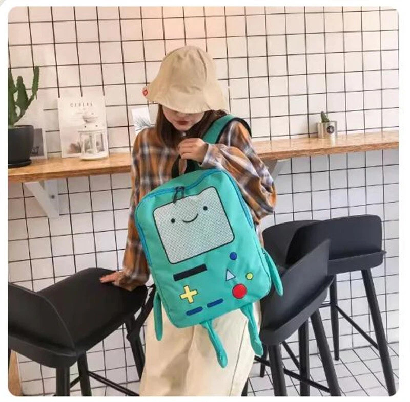 HOT Ladies Backpack Canvas Backpack Anime Adventure Time Beemo BMO Kawaii Bag