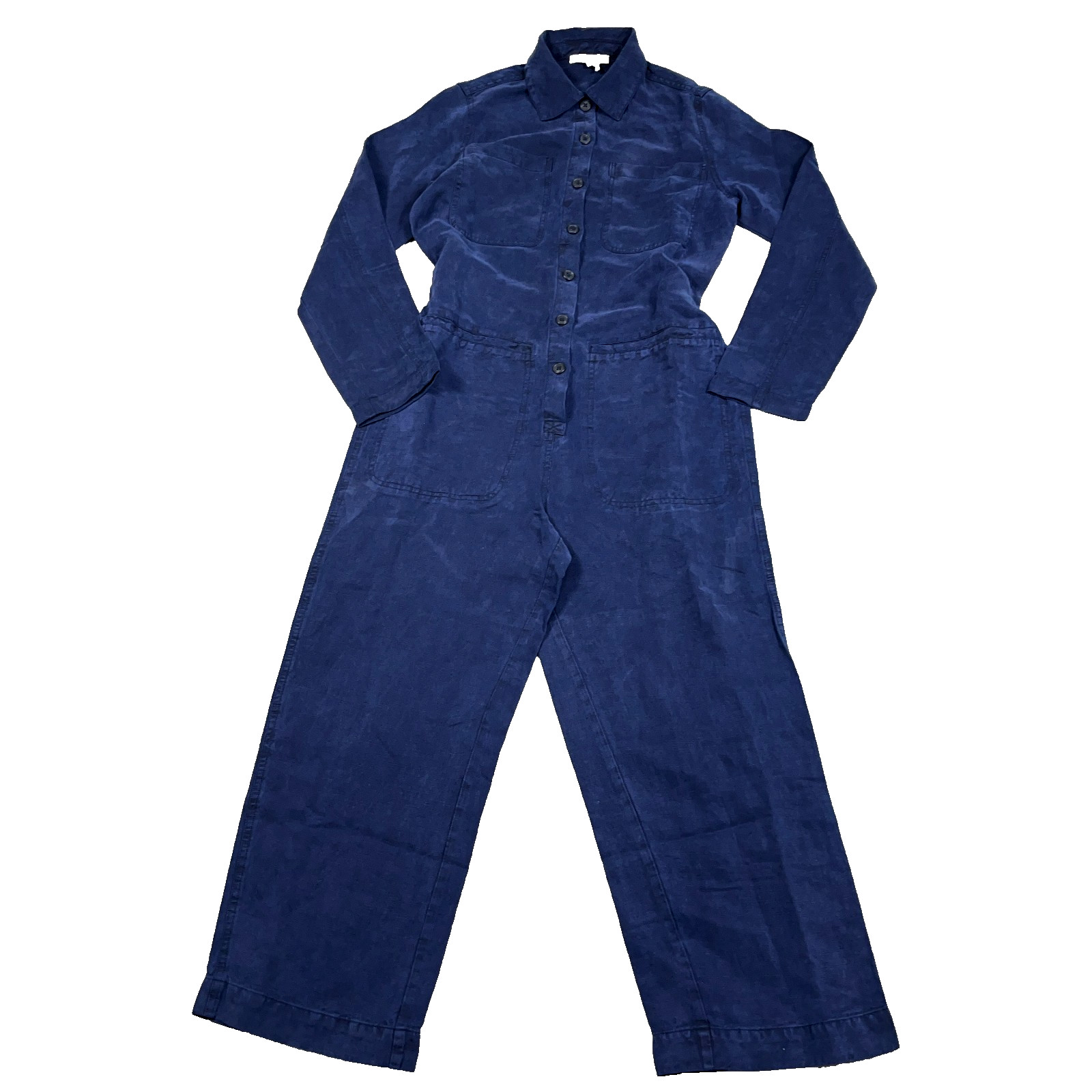 Marine Layer Charlie Utility Jumpsuit Women XS Navy Blue Linen Coveralls