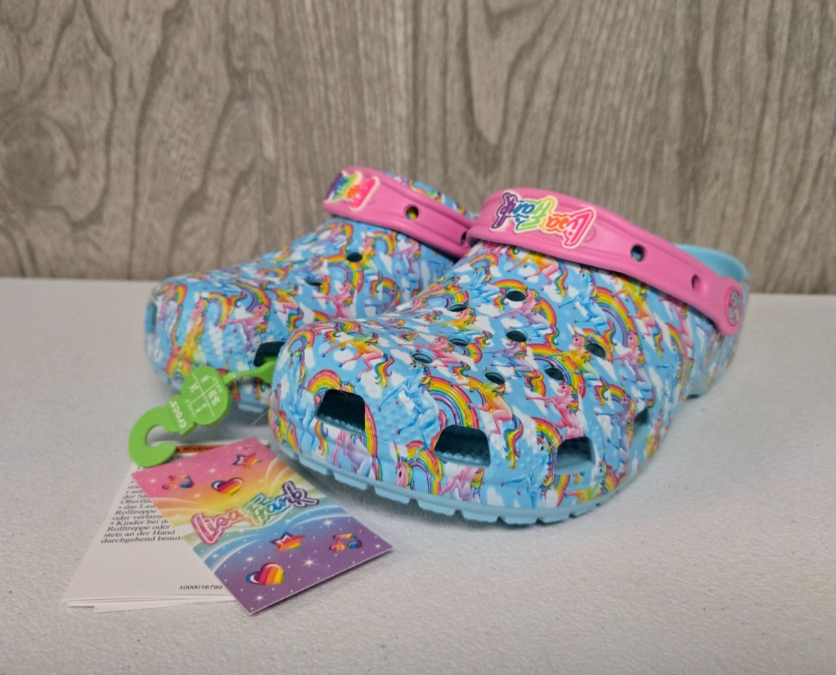 Lisa Frank Crocs Junior Youth Rainbow Unicorn Size Junior J6 – 9.5″ Blue Purple