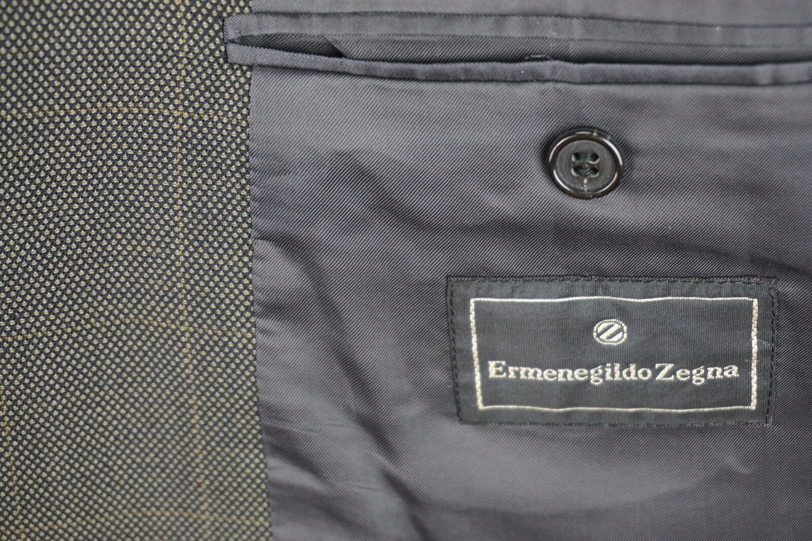 Ermenegildo Zegna Brown Nailhead Multicolor Windowpane Silk Blend 2 Pc Suit 44L
