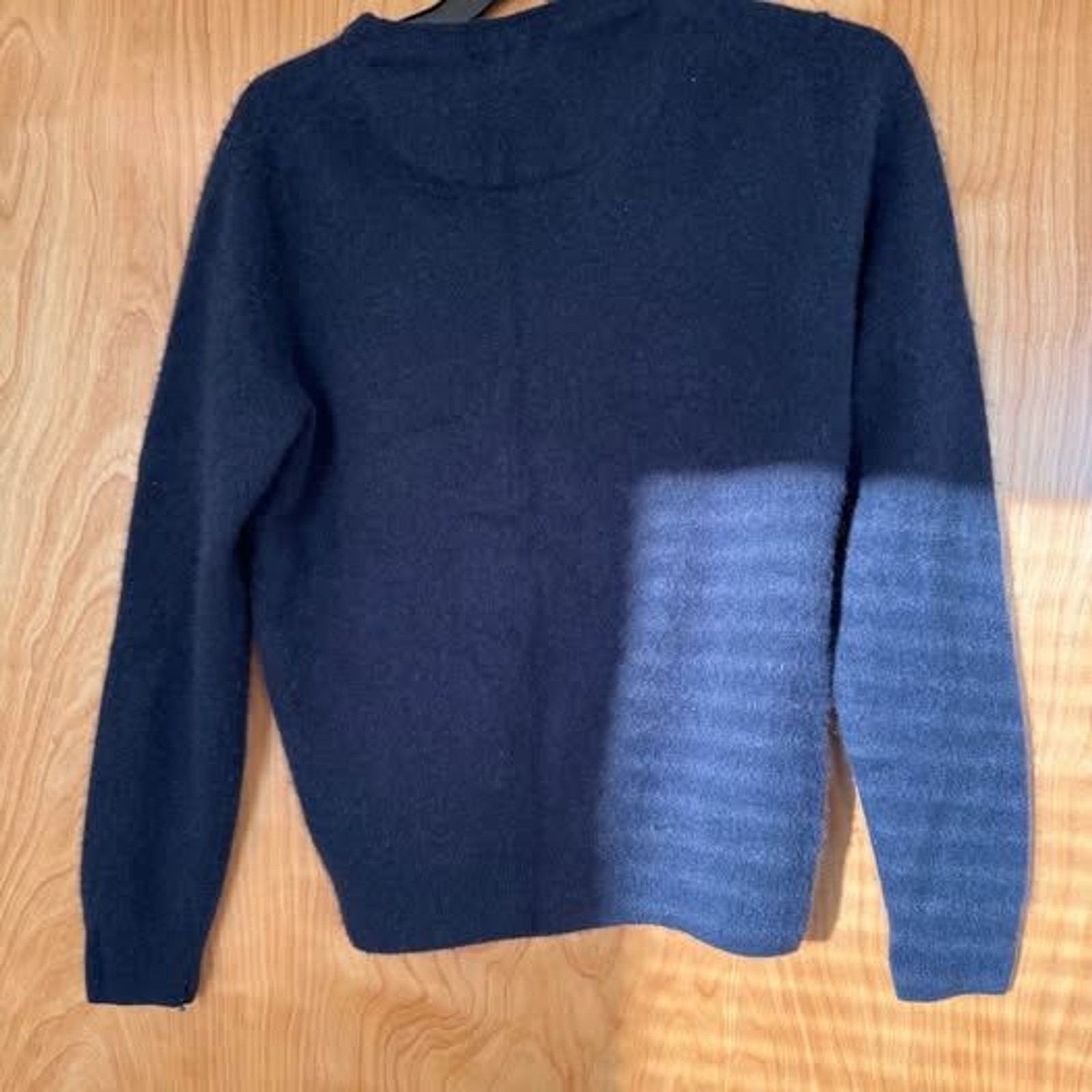 Nordstrom 100% Cashmere Long Sleeve Soft Luxury Knit Sweater Navy Gray Size L