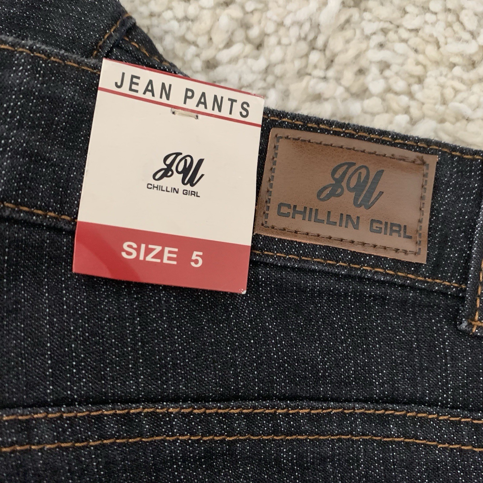 Chillin Girl Jeans Juniors Sz 5 Dark Wash Stretch Skinny Cotton Blend NEW