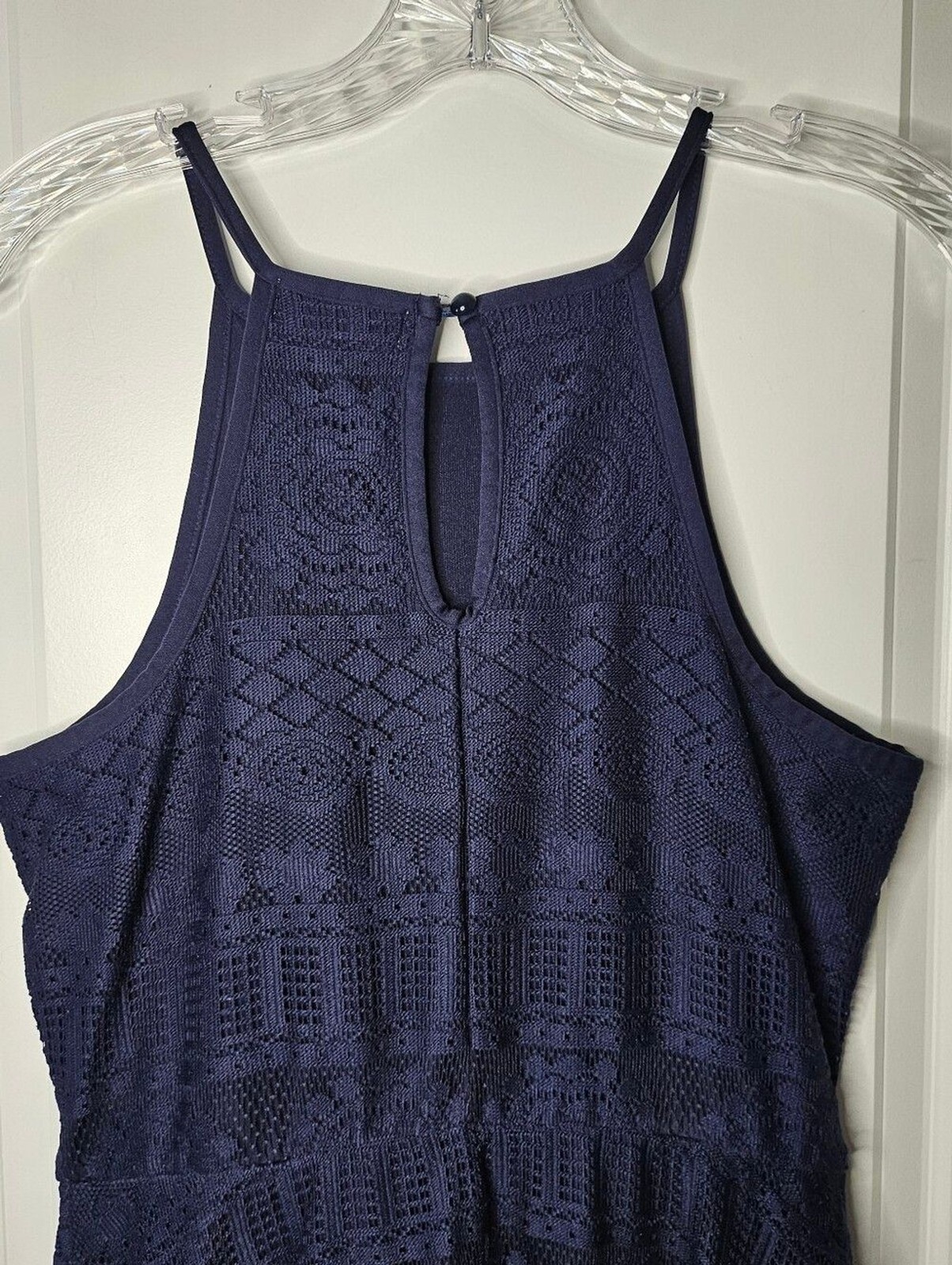 Bailey Blue Lace Fit Flare Midi Dress Navy Blue Halter Sleeveless Women’s Large