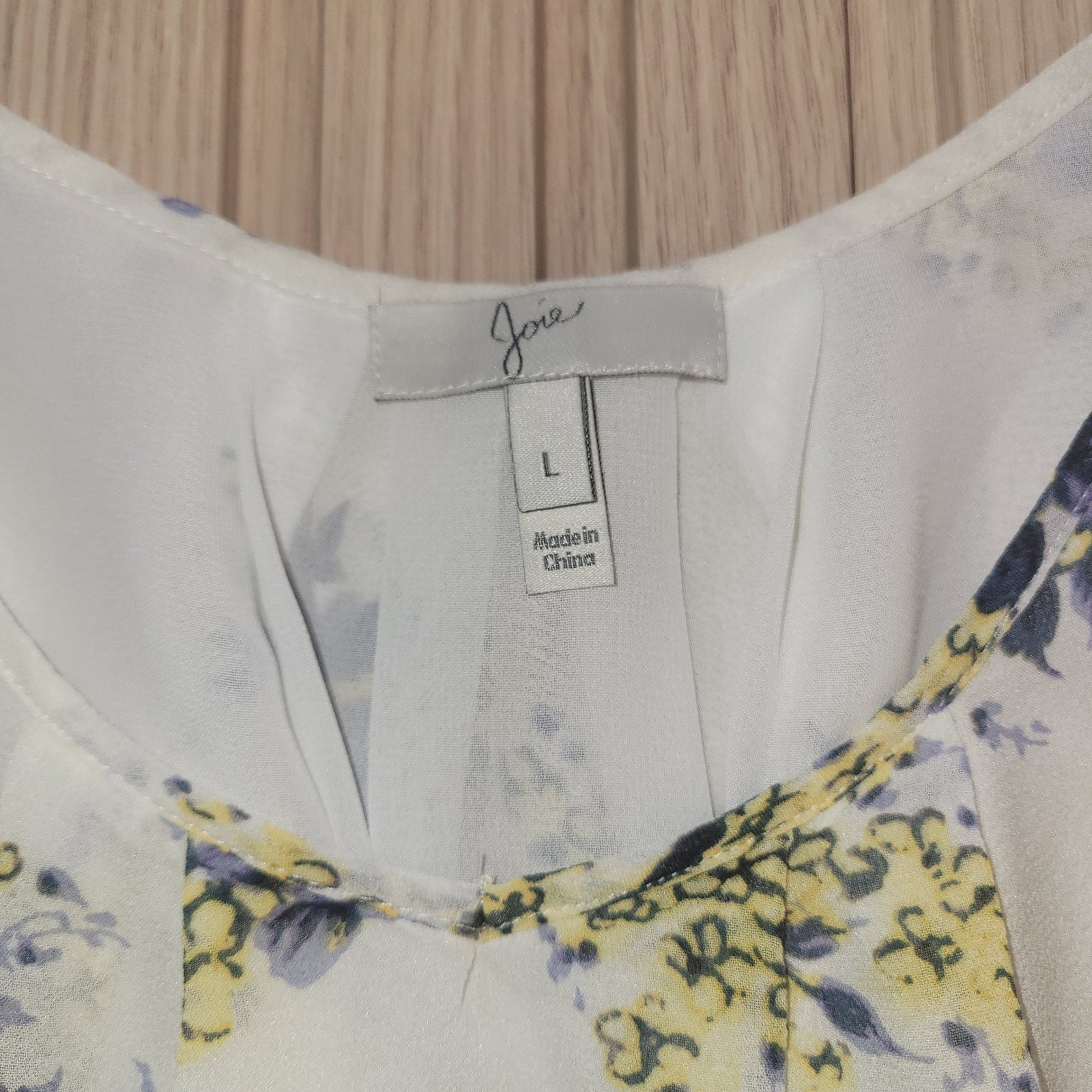 Joie Silk Cold Shoulder Floral Blouse Ivory Purple Yellow Rose Print Size L