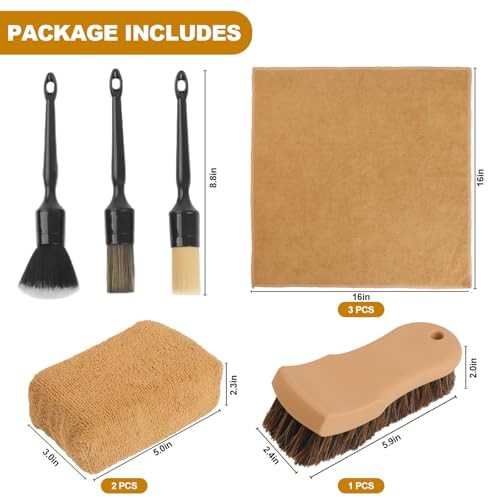 10PCS Car Cleaning Kit, Car Detailing Kit Interior Cleaner, Long Bristle Horse