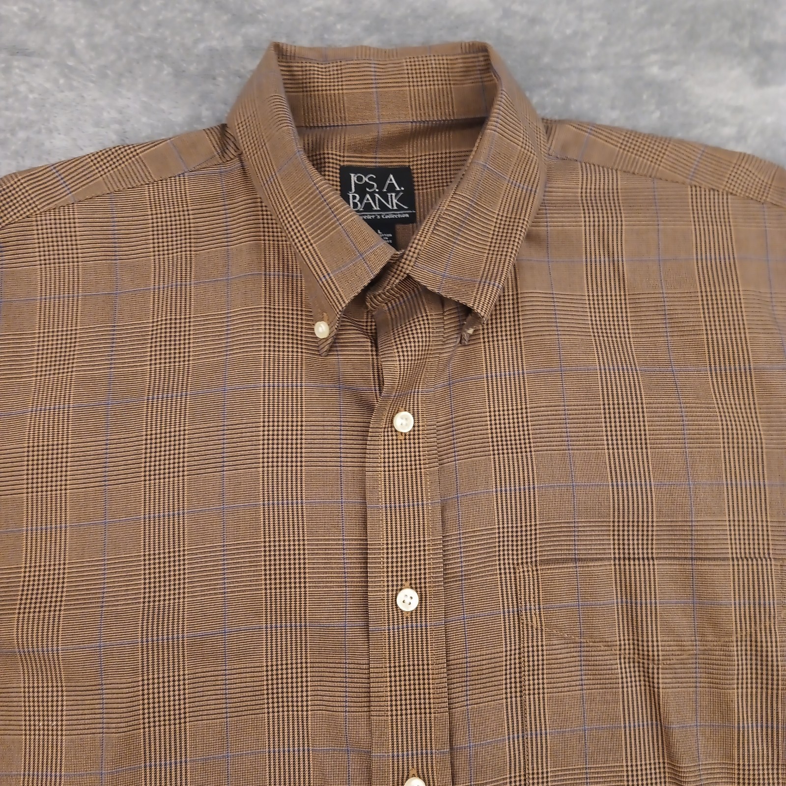 Jos A Bank Shirt Mens Large Orange Plaid Long Sleeve Button Down Cotton