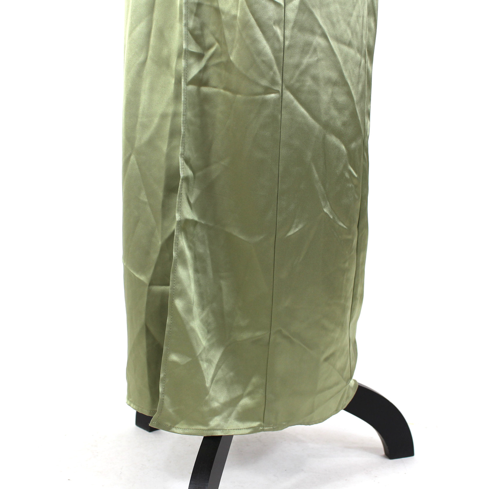 Reformation Kavi Satin Maxi Dress NEW Artichoke Green Side Slit Halter Size 6