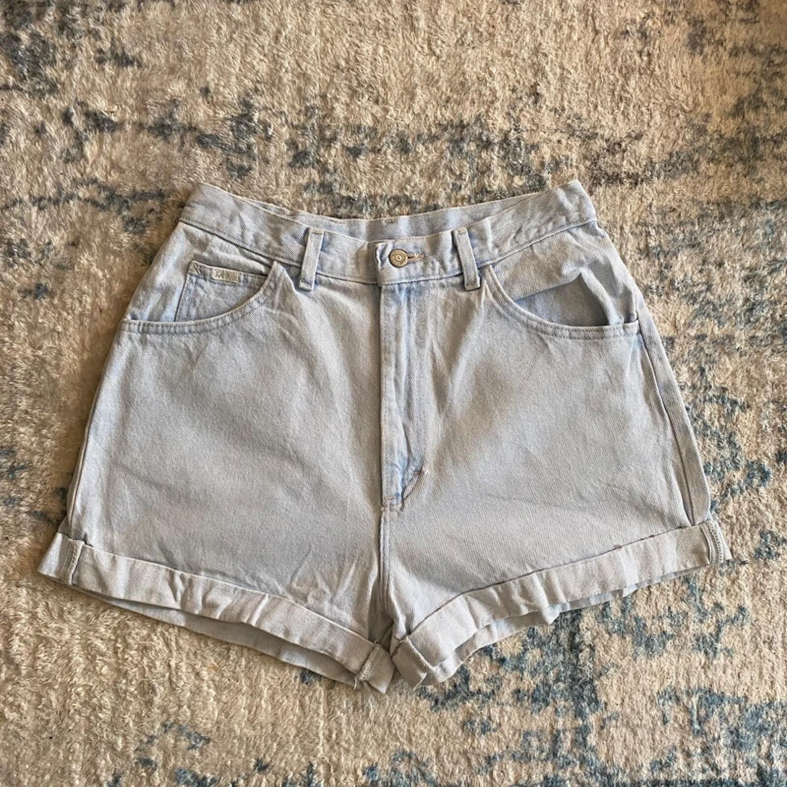 Lee Shorts Womens Size 10 W28 Light Blue and Faded White Washed Denim Vintage