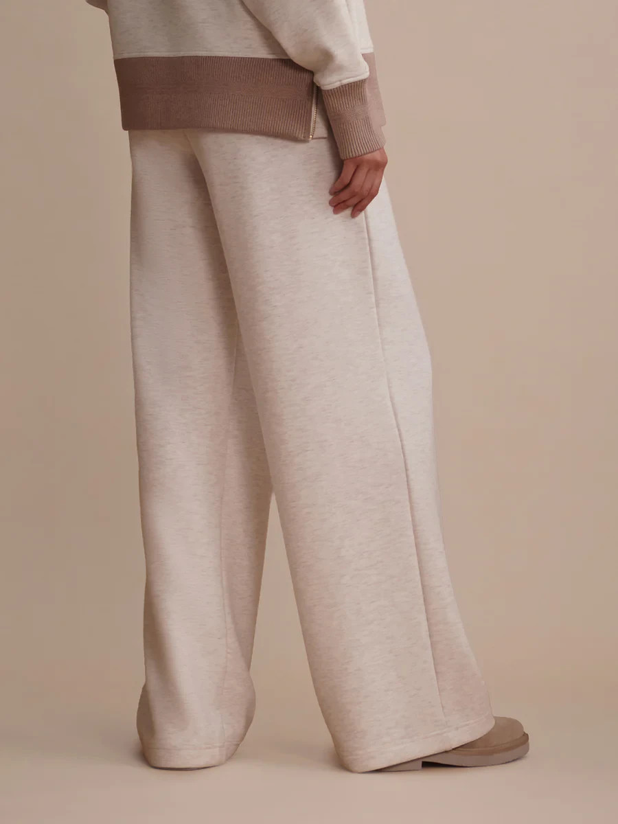 Varley The Extra Wide Leg Pant 29.5″ in Ivory Marl, Size Small