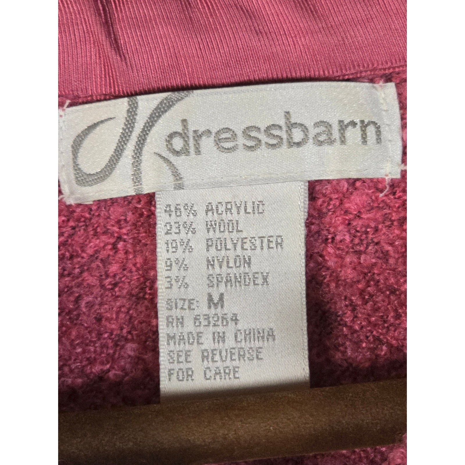 VTG Dressbarn Pink Knit Button Front Cardigan Shag Fringe Trim Sweater Size M