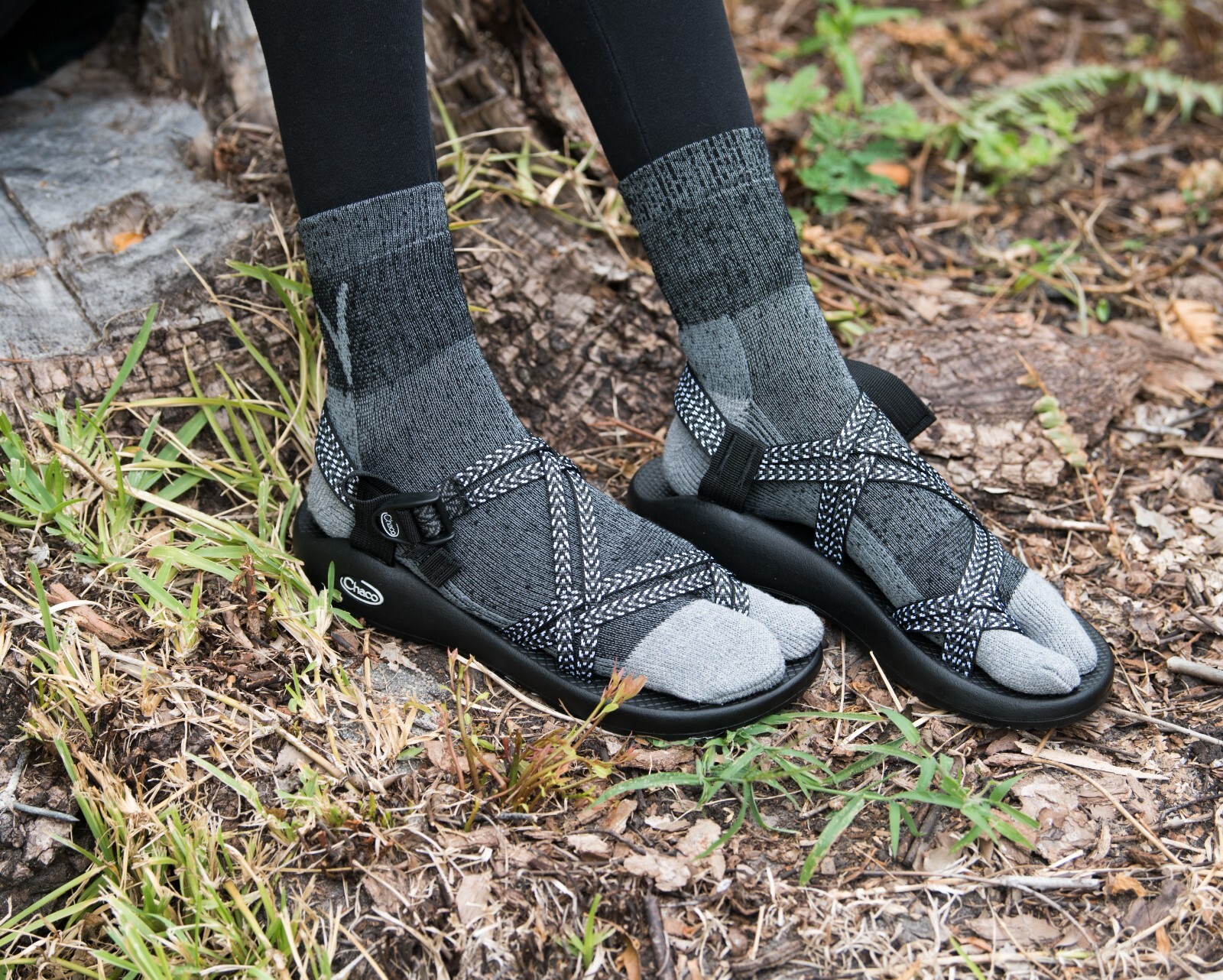 3 Pairs Charcoal Grey Wool Split Toe Tabi Socks For Hiking, Casual **Factory 2nd