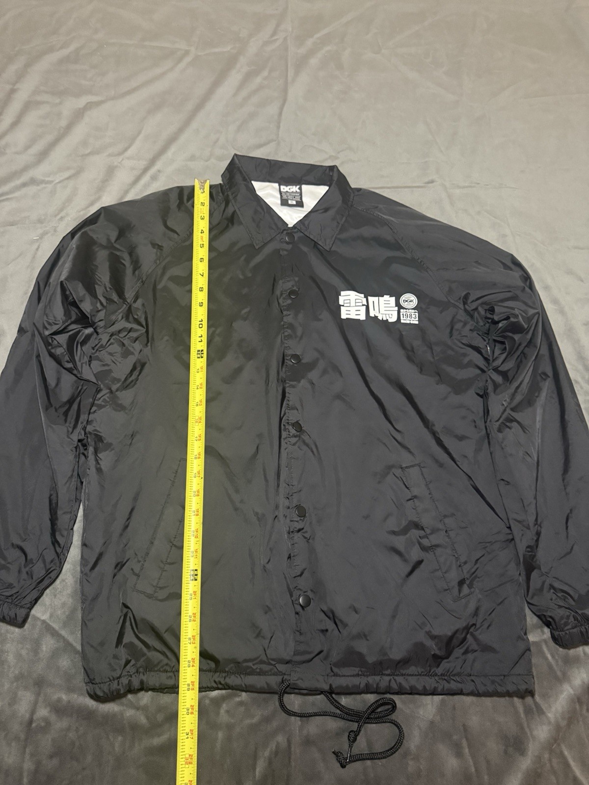 DGK Men’s Coach Jacket Snap Front Lightweight Graphic Print Black XL