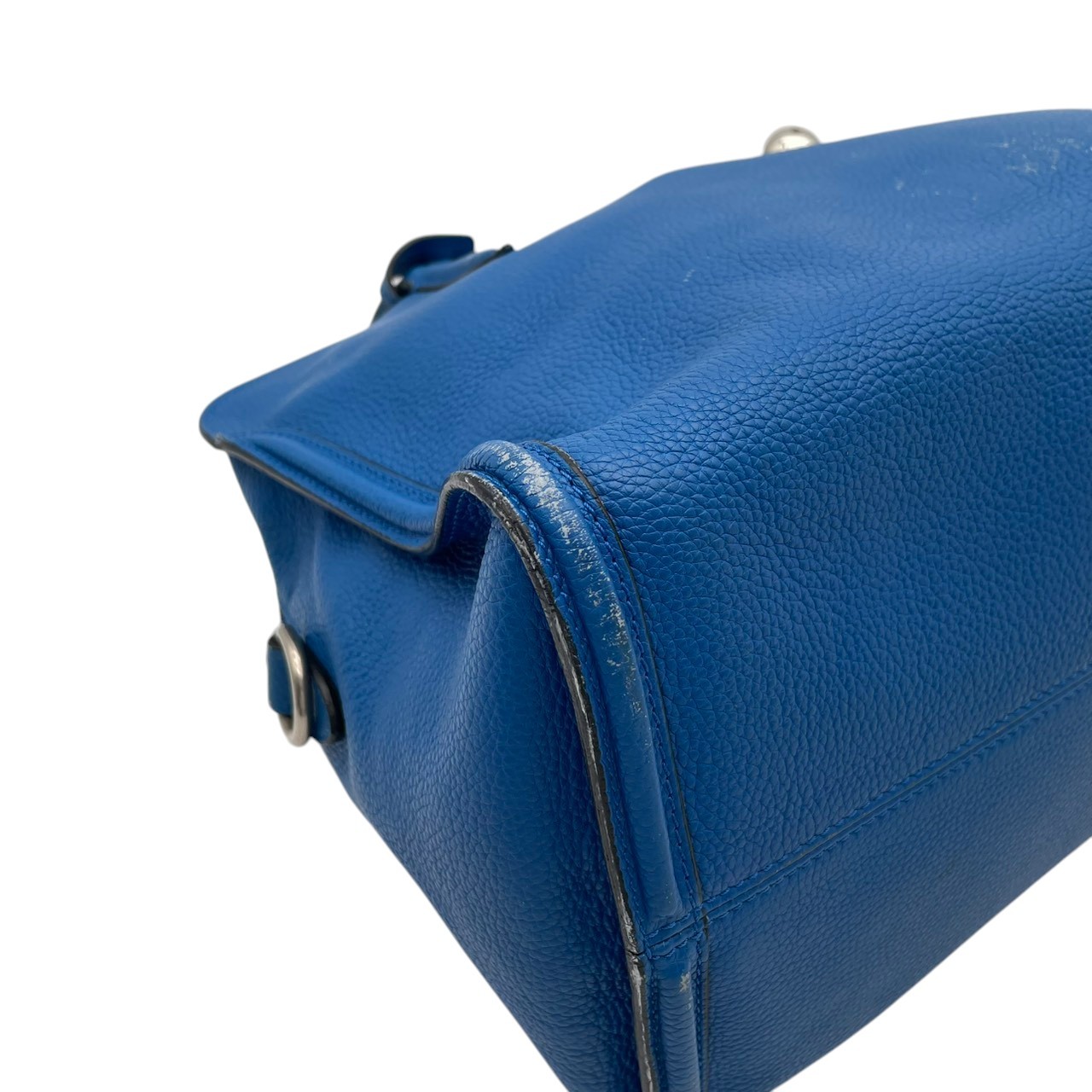 Authentic Alexander McQueen Padlock Zip-Around Tote Bag Blue Leather Elegant