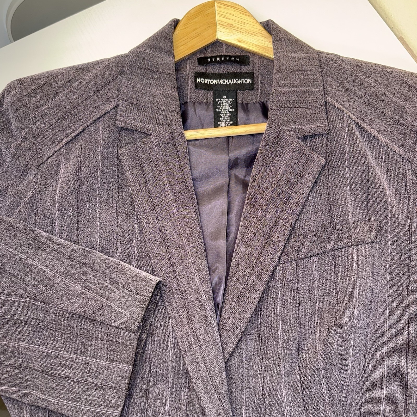 Vintage Y2K Norton McNaughton Stretch Blazer 8 Dark Academia Pinstripe Corpcore