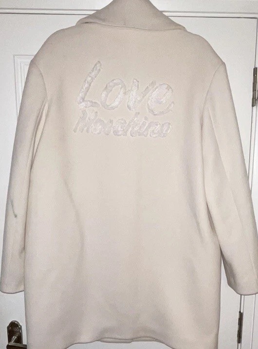 Love Moschino Virgin Wool Blend Car Coat White Sz XS Rrp £540