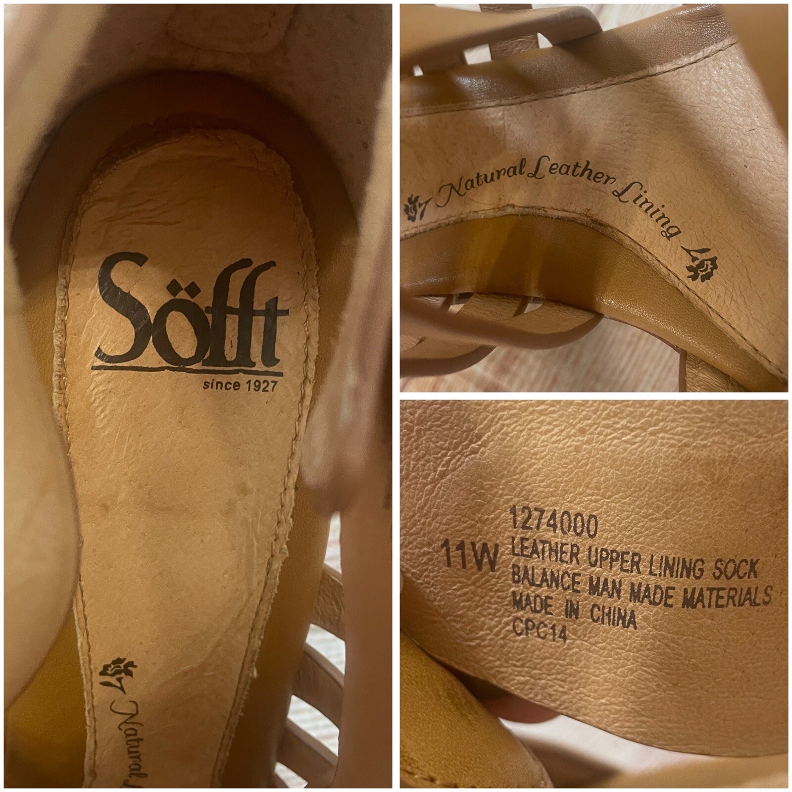 Sofft Ohanna Tan Vowen Leather Heel Sandals size 11W