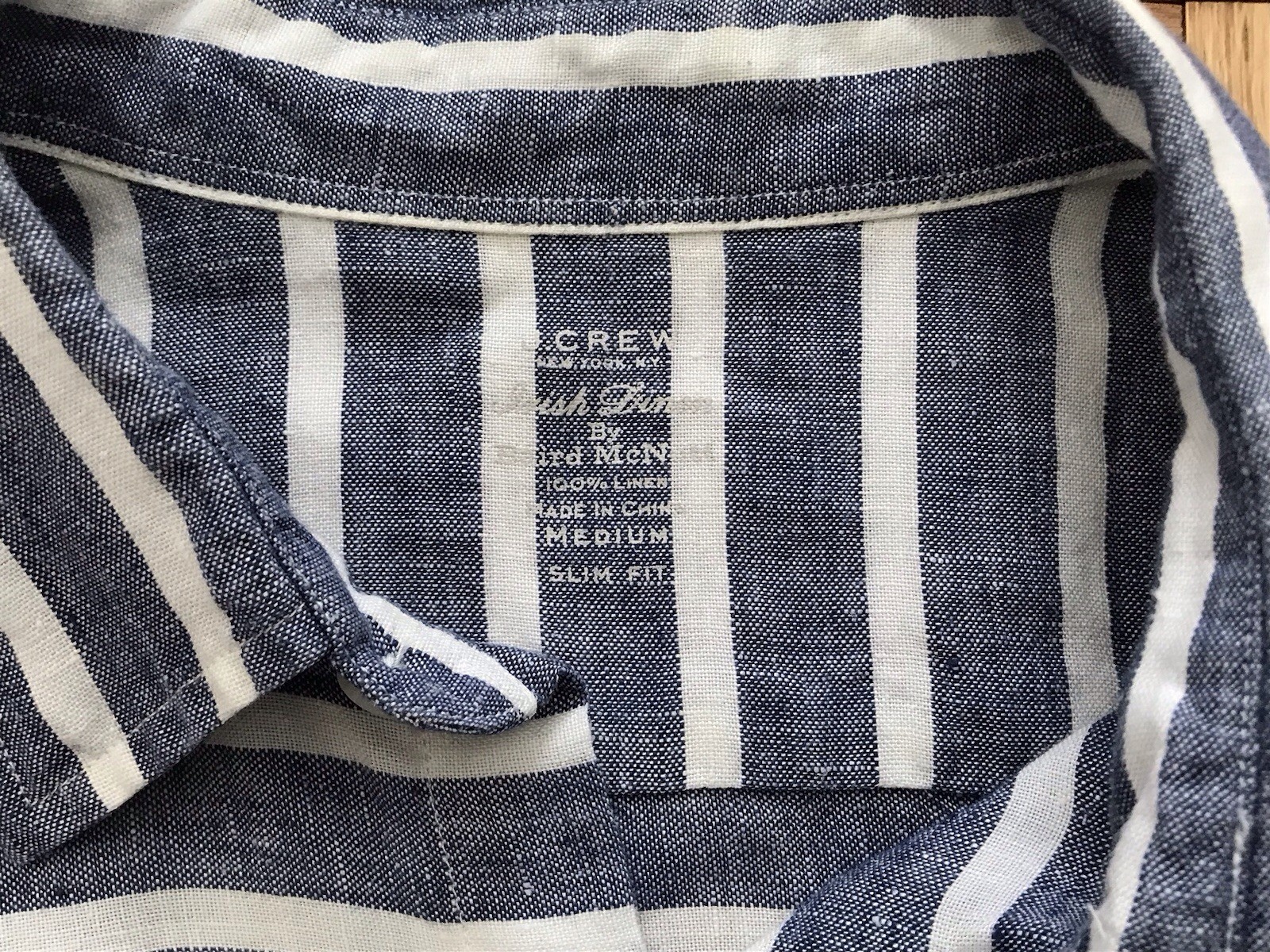 Size Medium Mens J.Crew Baird McNutt Irish Linen Slim Fit Shirt Blue Stripes