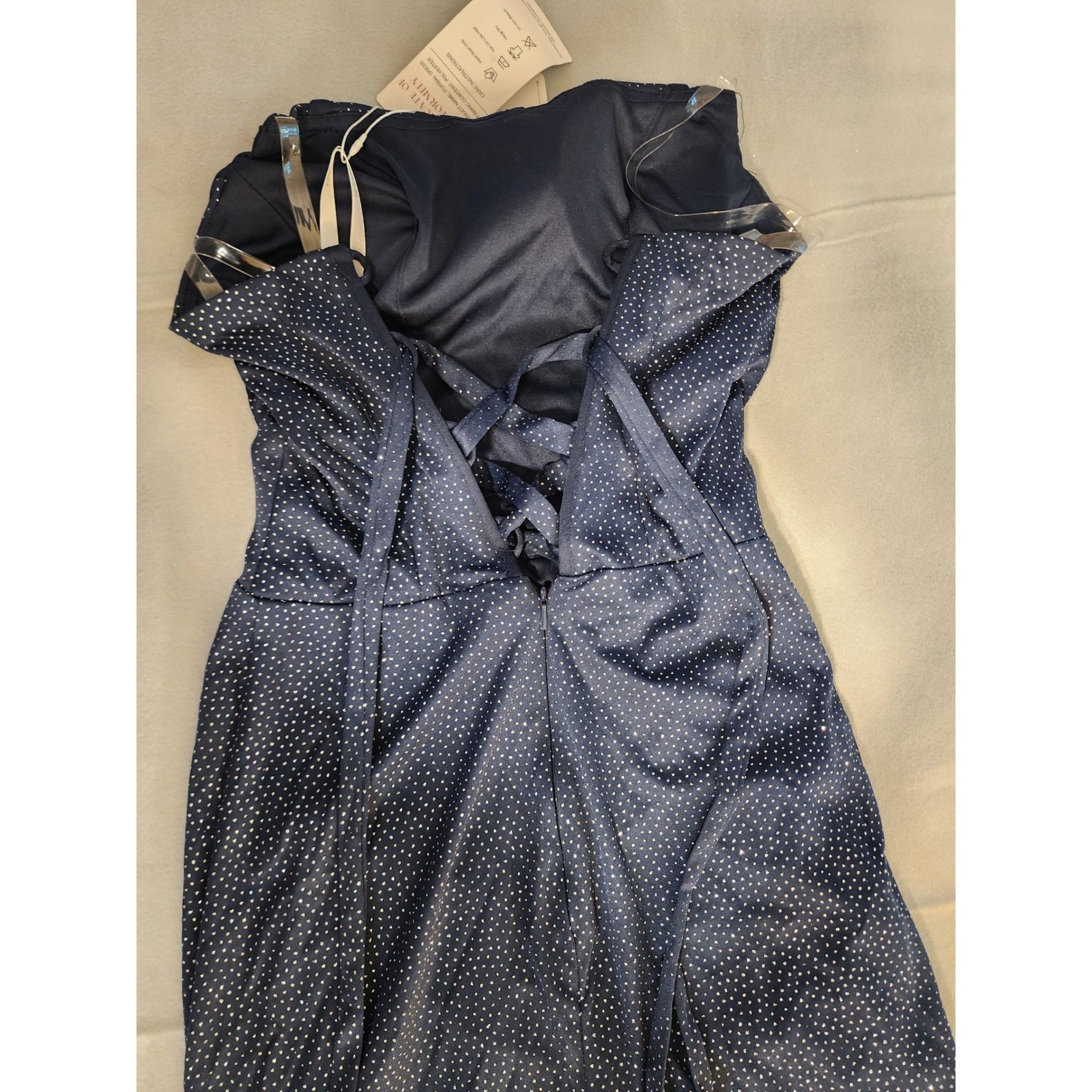 Womens 7/8 Navy New Metallic Glitter Corset Strapless Dress