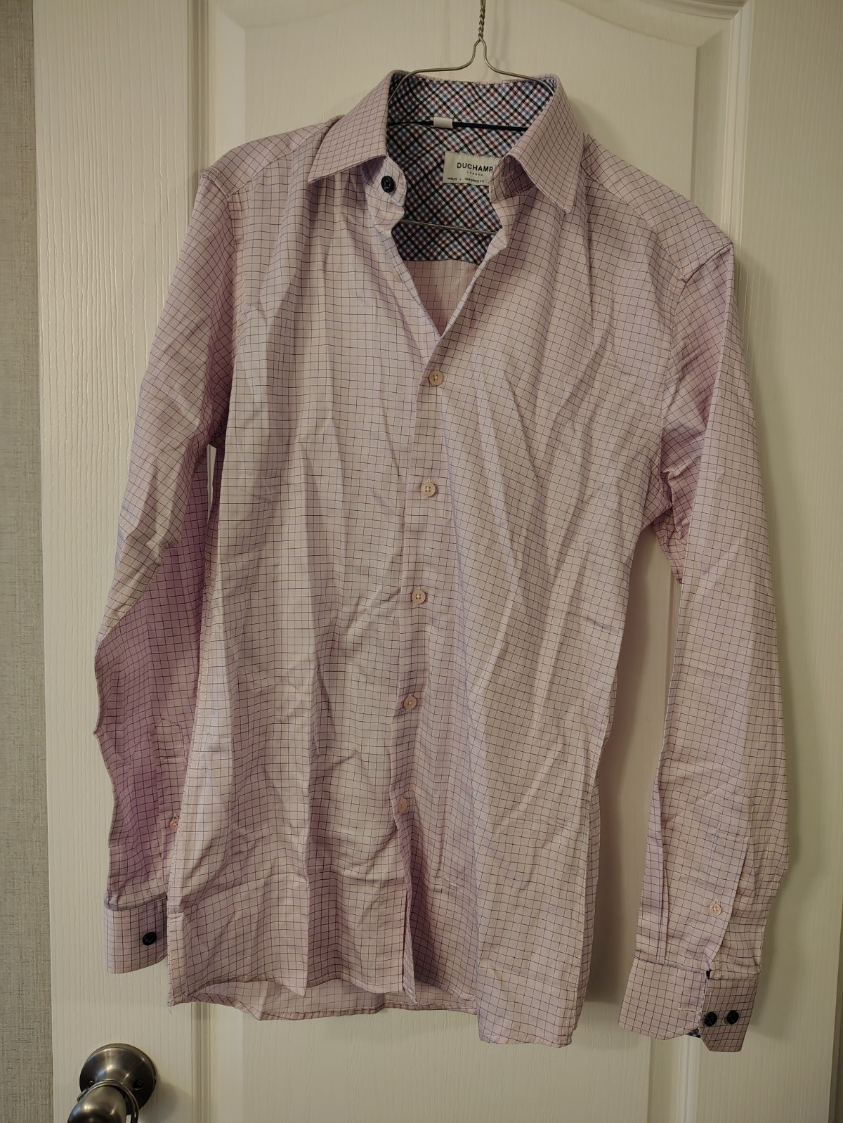 Duchamp Slim Fit Pink Check Cotton Dress Shirt 14.5 Neck 32/33 Sleeve