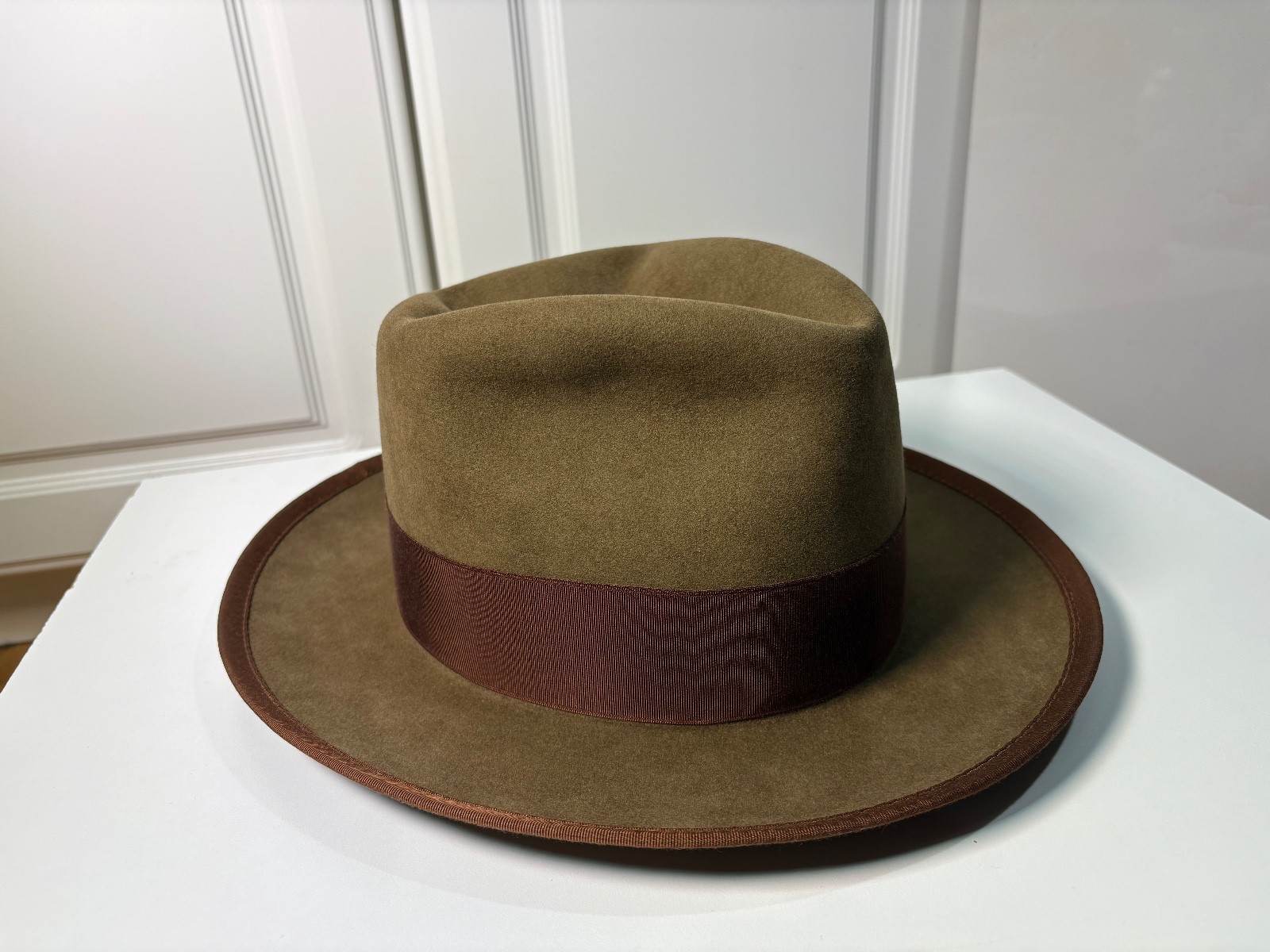 Gannon Hat Co Fedora, Whiskey, 7 1/4, Stetson, Pure Beaver Whippet Vintage Style