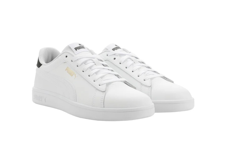 PUMA Men’s Court Shoe, Size 10.5, White, PUMA Logo on Heel, Softfoam+ Inner Sole