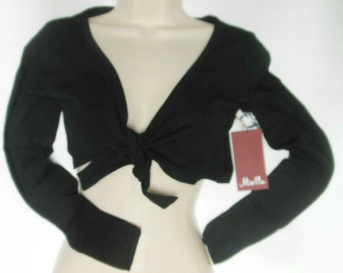 MIRELLA Black Long Sleeve Tie Top Sweater Ladies Sizes M1104 S/M M/L SOFT