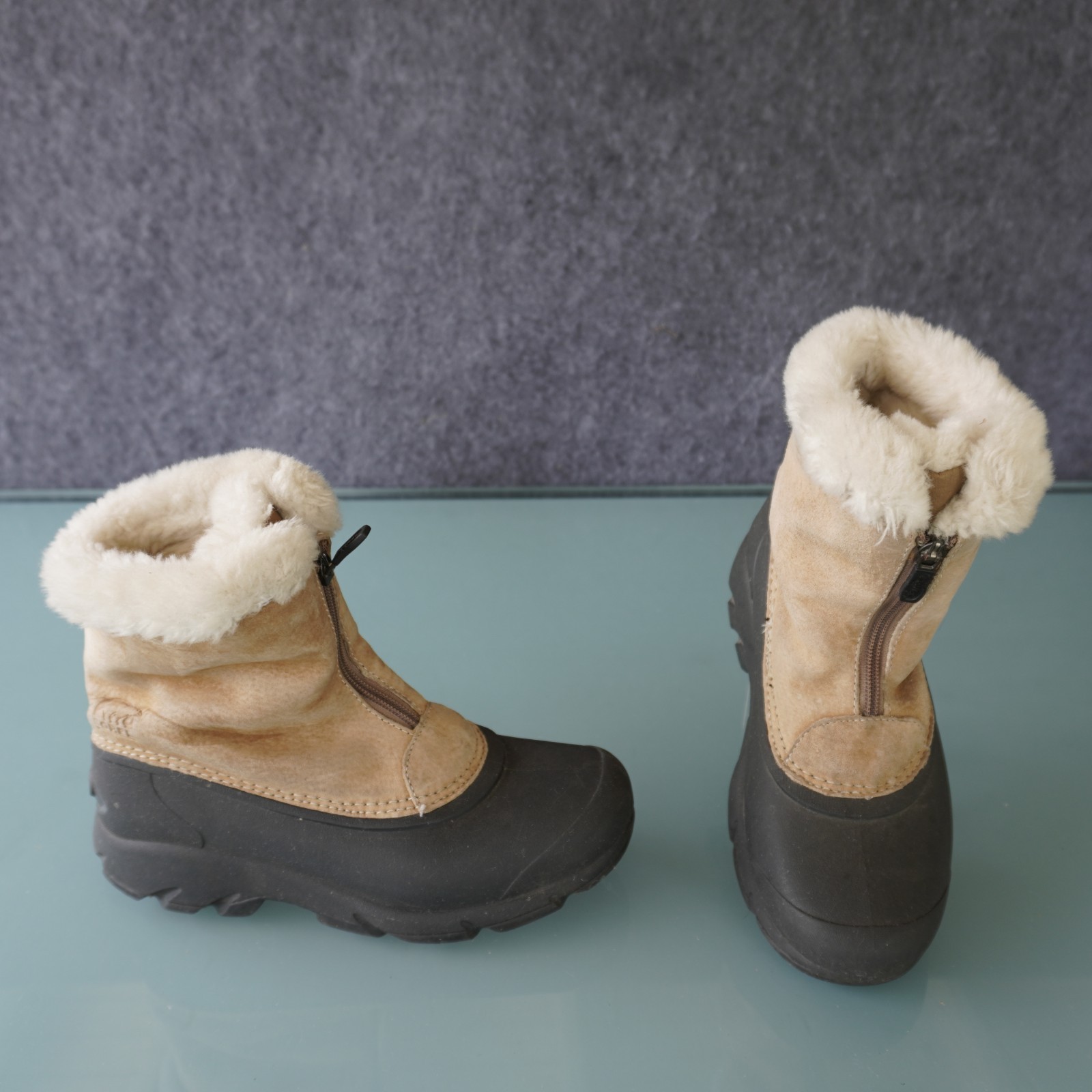 SOREL Snow Angel Zip Winter Boots Womens 6 Suede Waterproof Fur Insulated Brown