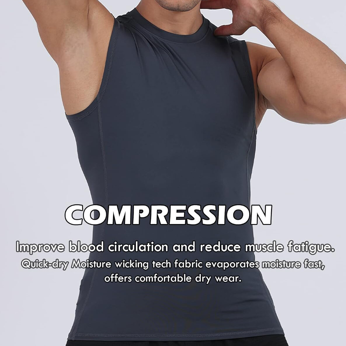 Mens Athletic Compression Shirts Workout Tank Top Base Layer Running Basketball