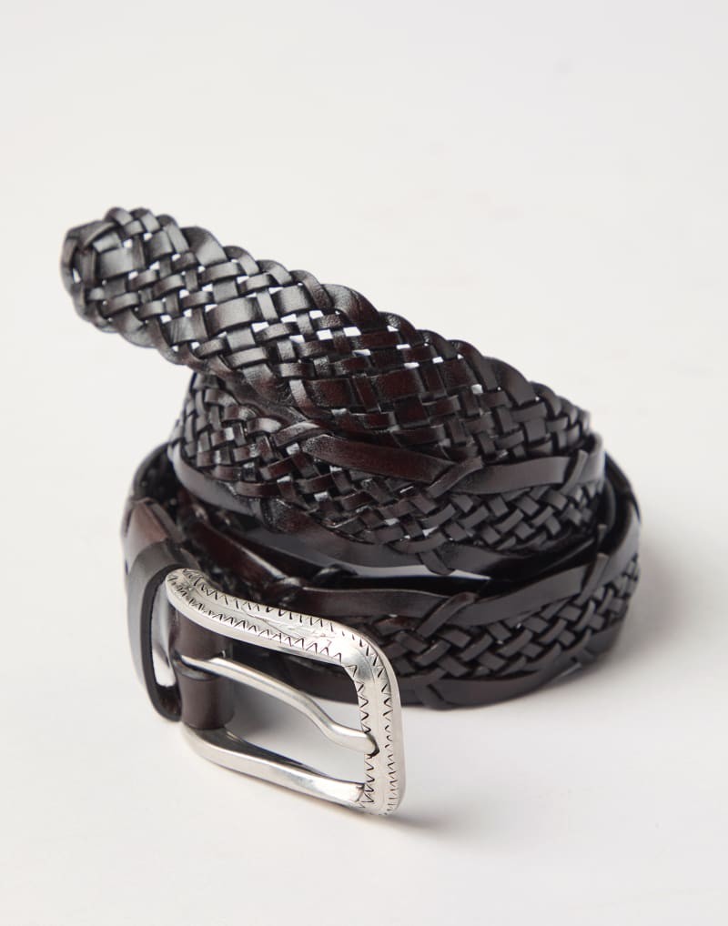 BRUNELLO CUCINELLI MEN’S DARK BROWN BRAIDED BELT MSRP $935