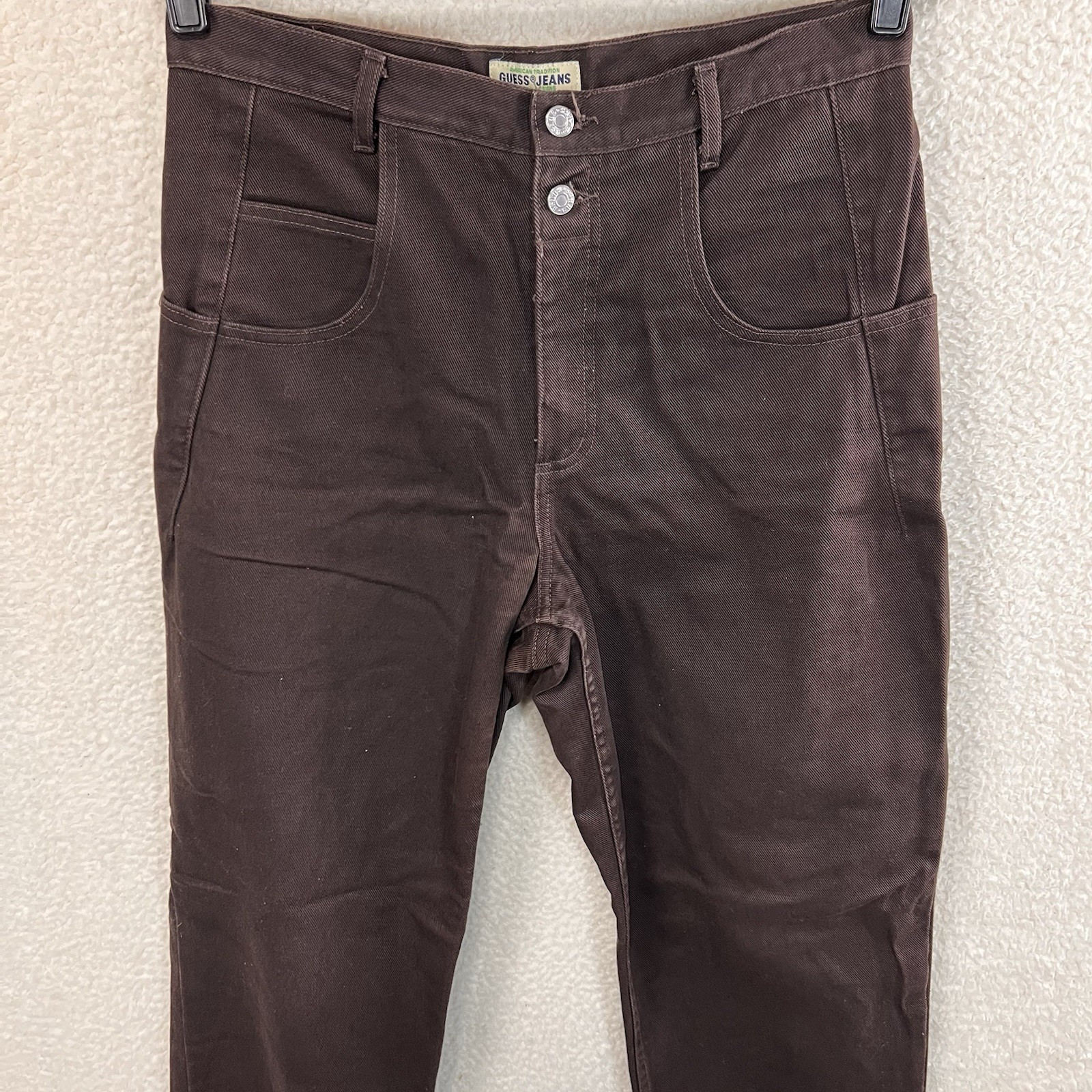 VTG Guess Jeans Men 31 x 32 Brown Button Zip Fly 80s 90s Relaxed Baggy USA 38075