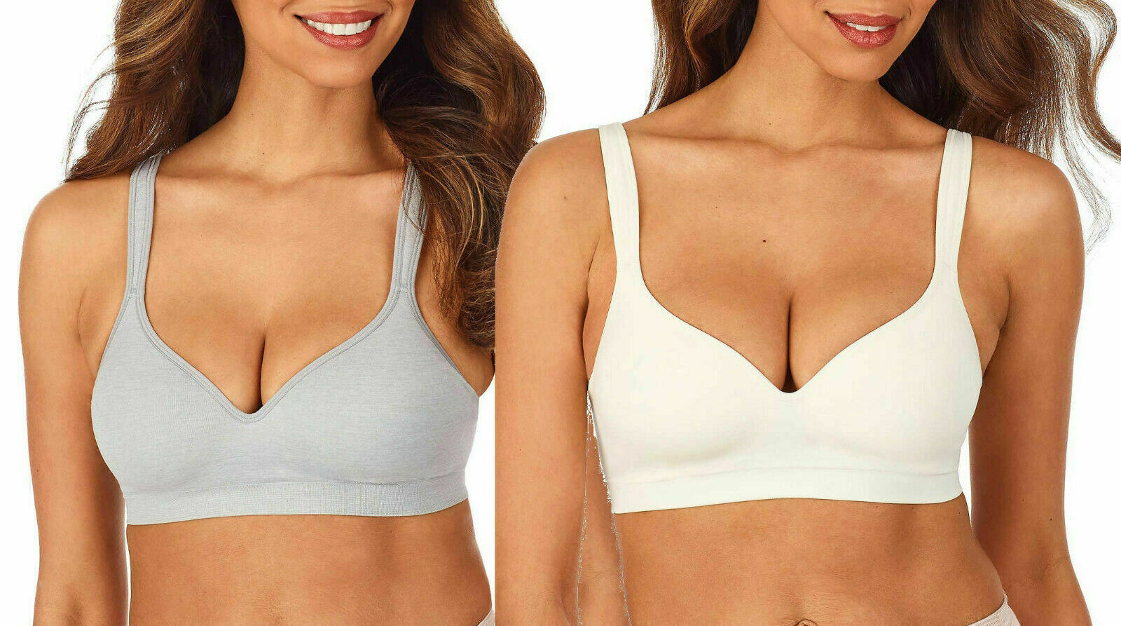 CAROLE HOCHMAN Seamless Comfort Bra Wire Free Molded Cups Comfort Straps (2 Pack