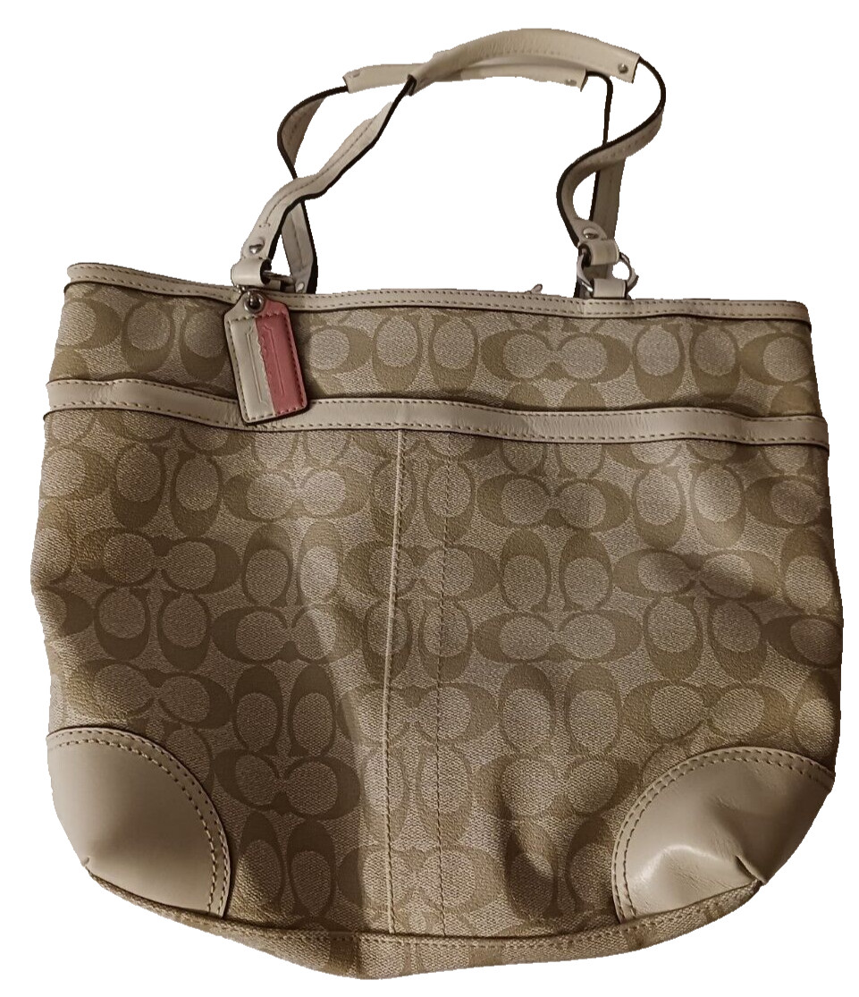 Coach Leather Signature Heritage Pink/Beige #F14477
