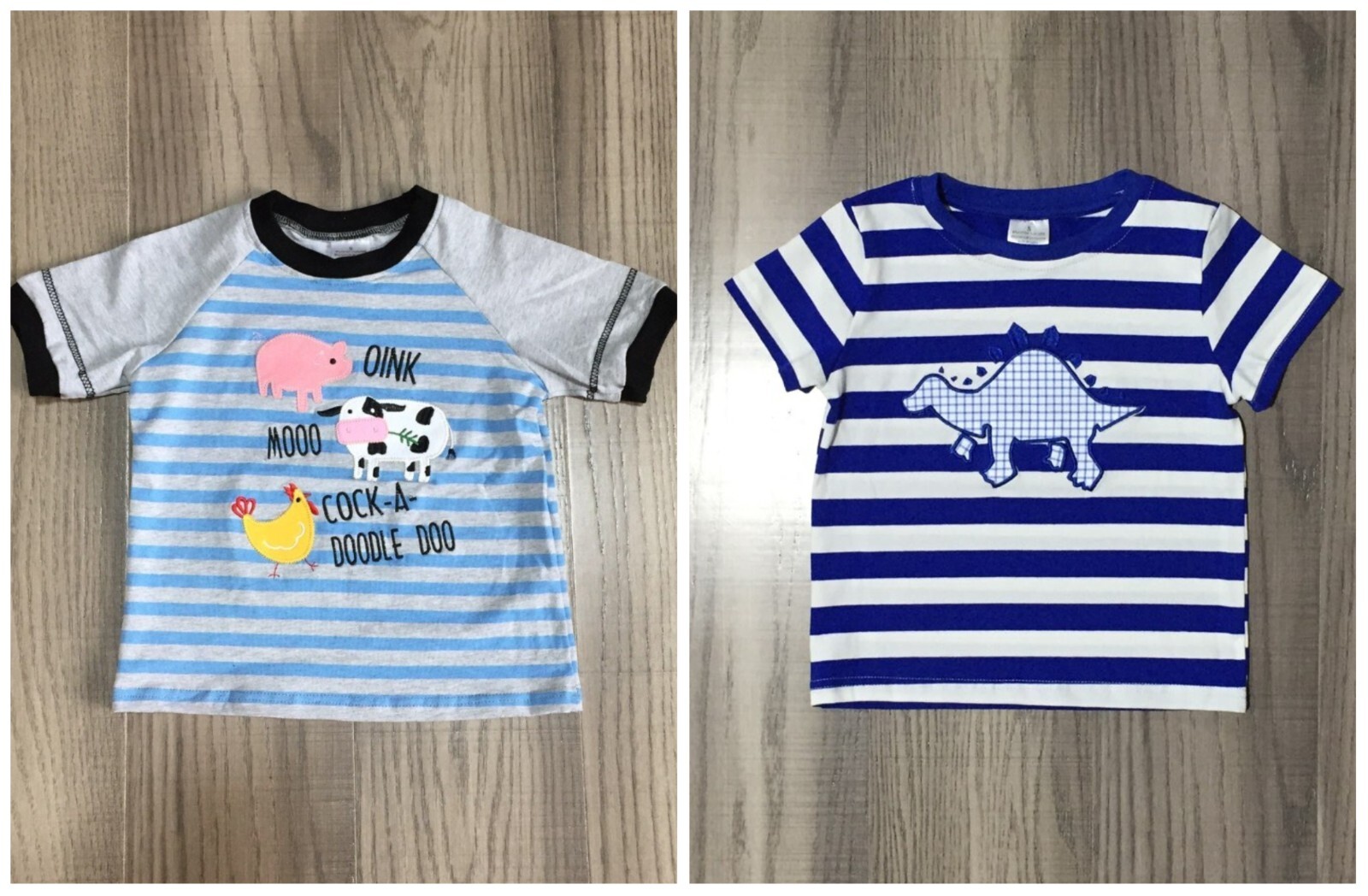 NEW Boutique Dinosaur Farm Animals Boys Short Sleeve Shirt Lot 6-12 Months