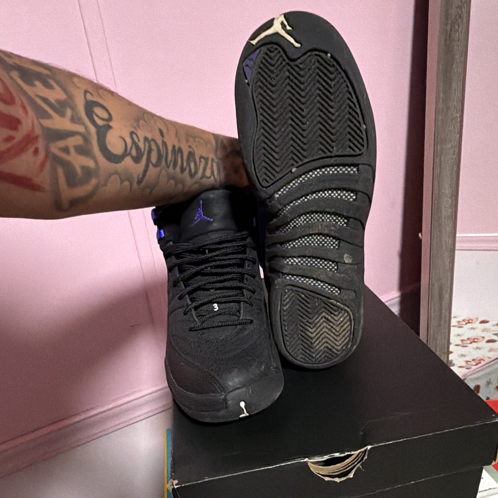 Jordan Air Jordan 12 Retro Black/Purple Unisex Kids 5Y Sneaker