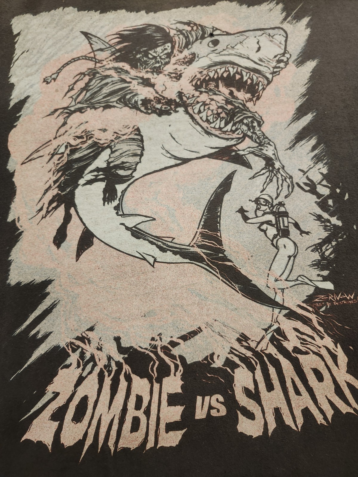 Fright-Rags Lucio Fulci’s Zombi – Zombie Vs Shark ORIGINAL PRINT