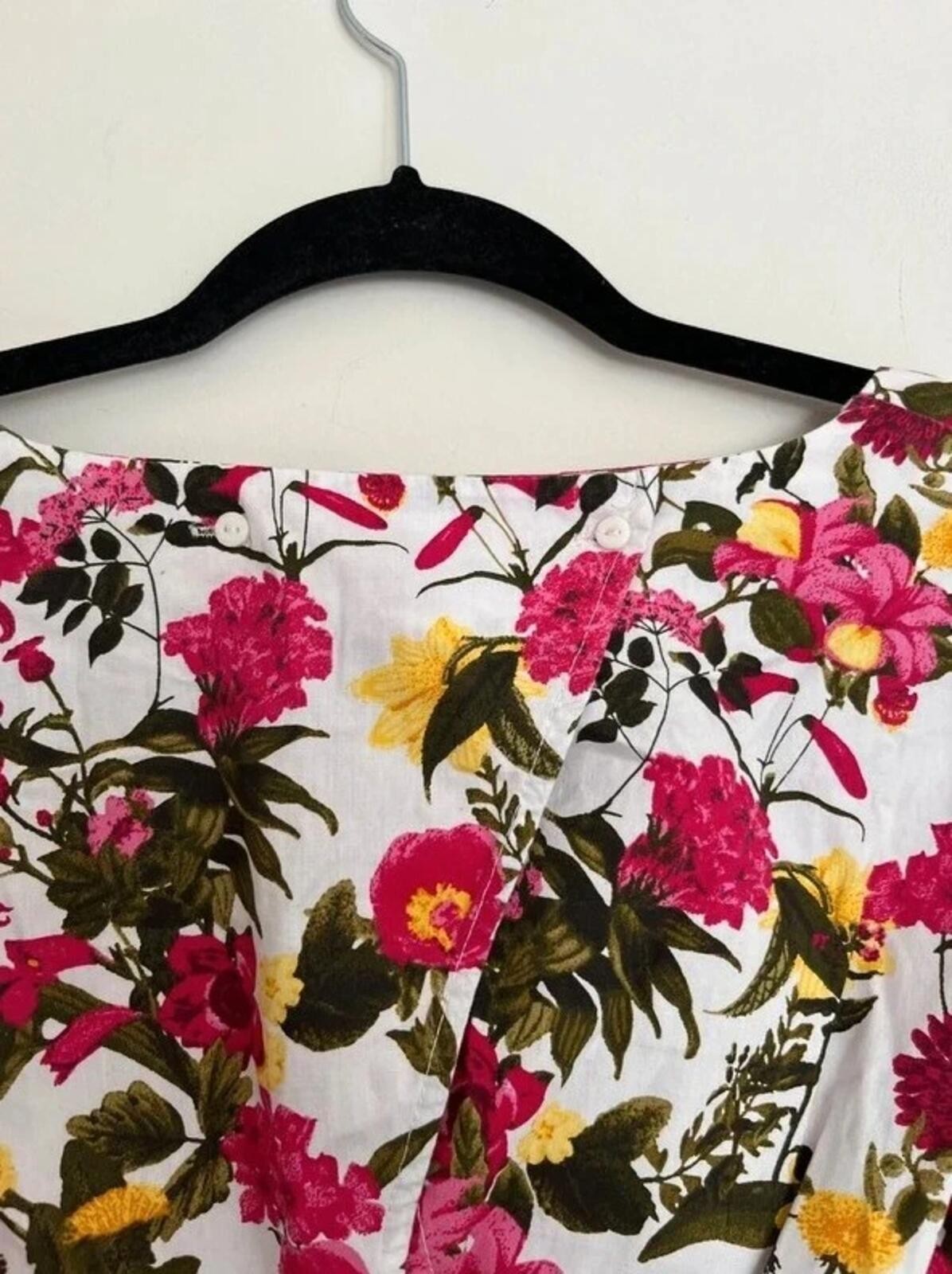Primark floral puff sleeve cotton crop top with tie detail – size 8