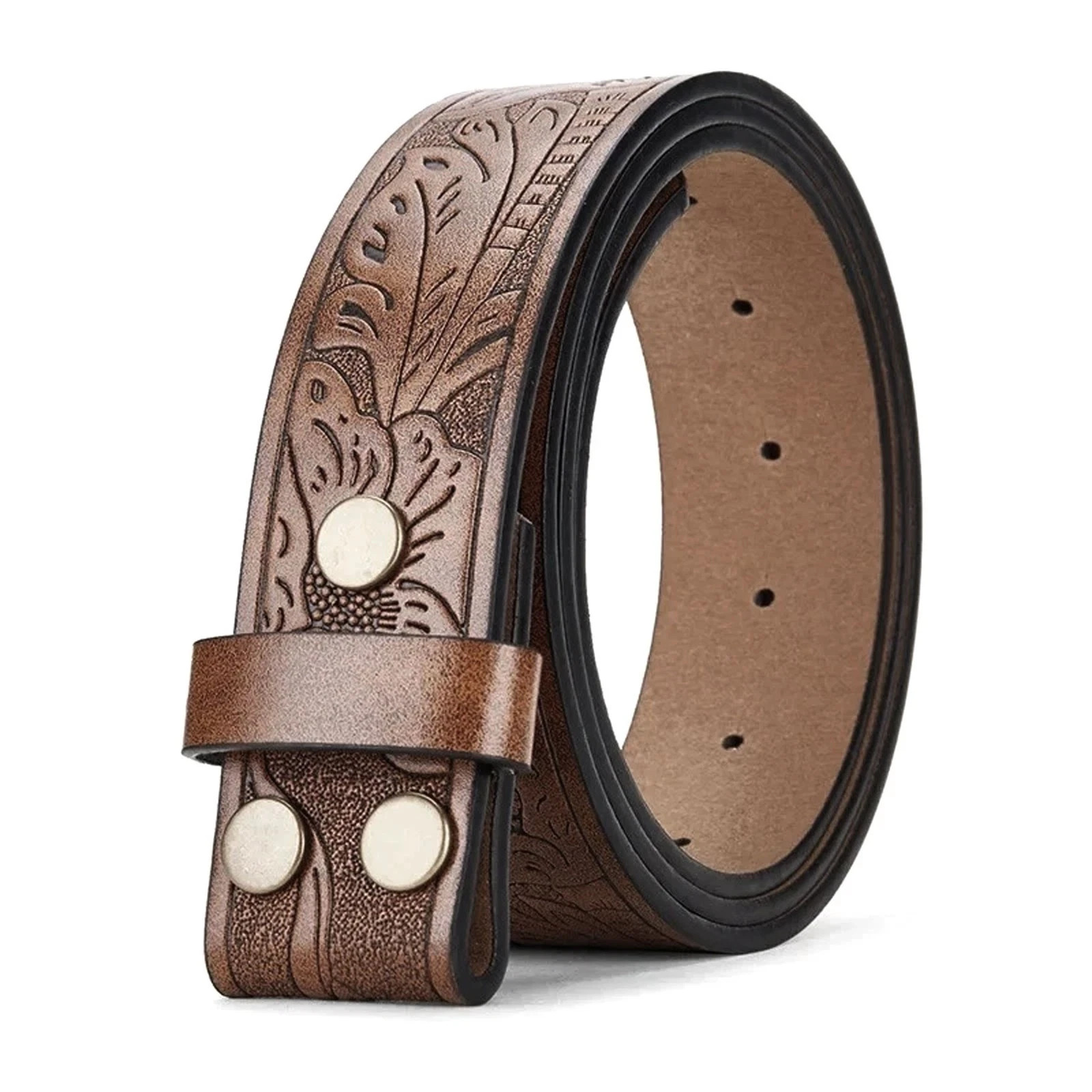 Western Belt Handmade Strap Men’s Full Grain Leather No Buckle Cowboy Rodeo Belt