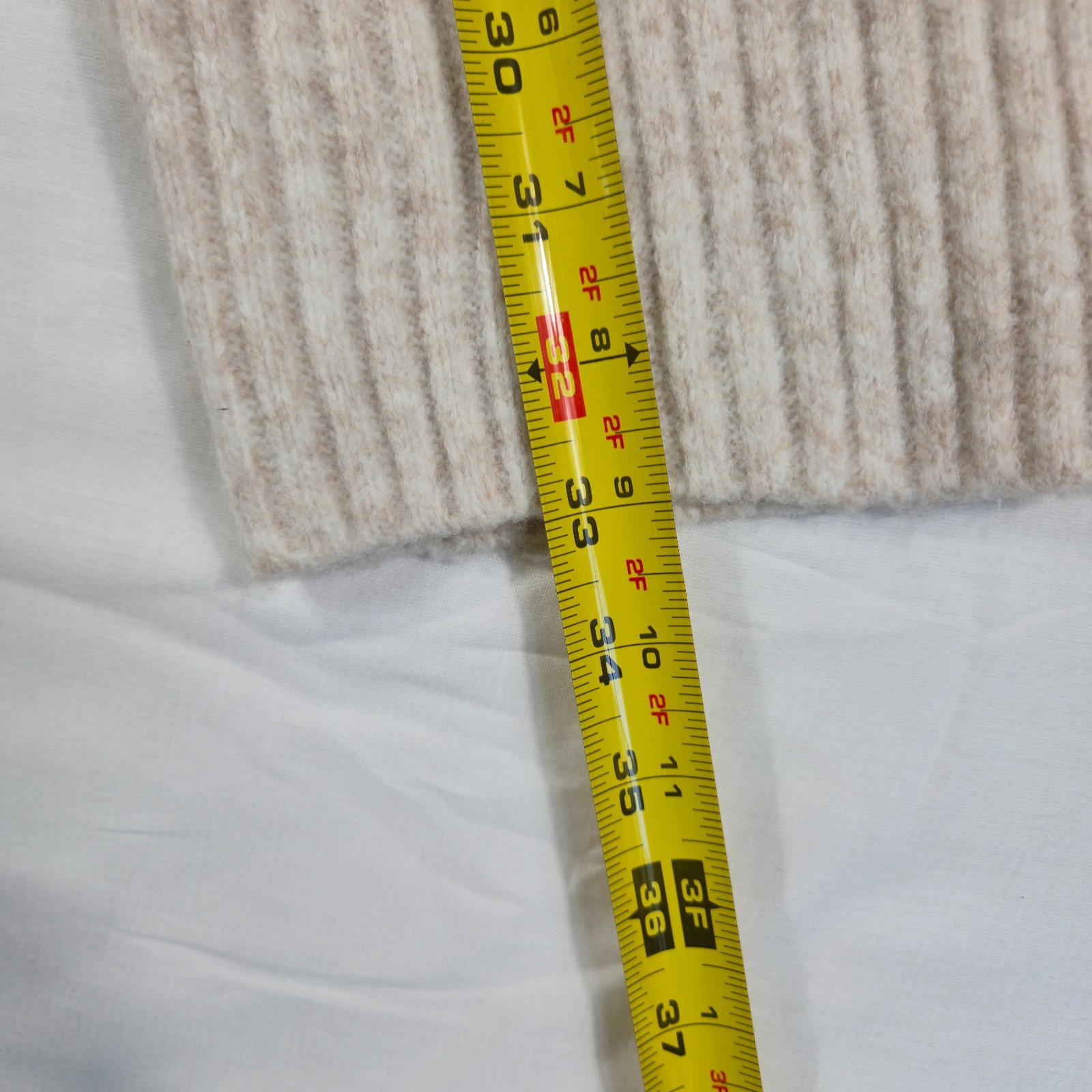 Z Supply Cropped Sweater Womens Beige Nylon Winter Wear Turtleneck Ribbed Trim