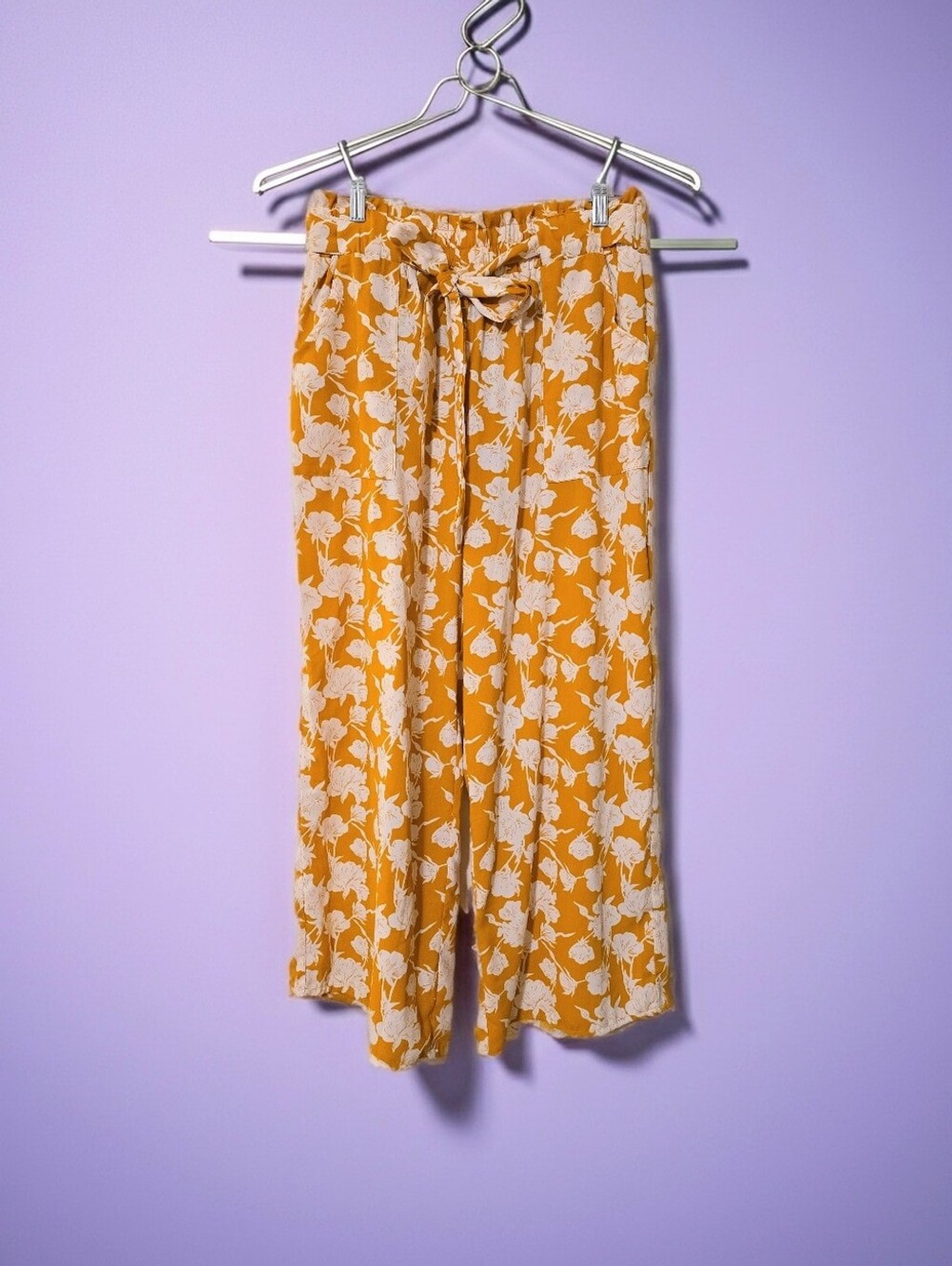 High-Rise Floral Bow Pants