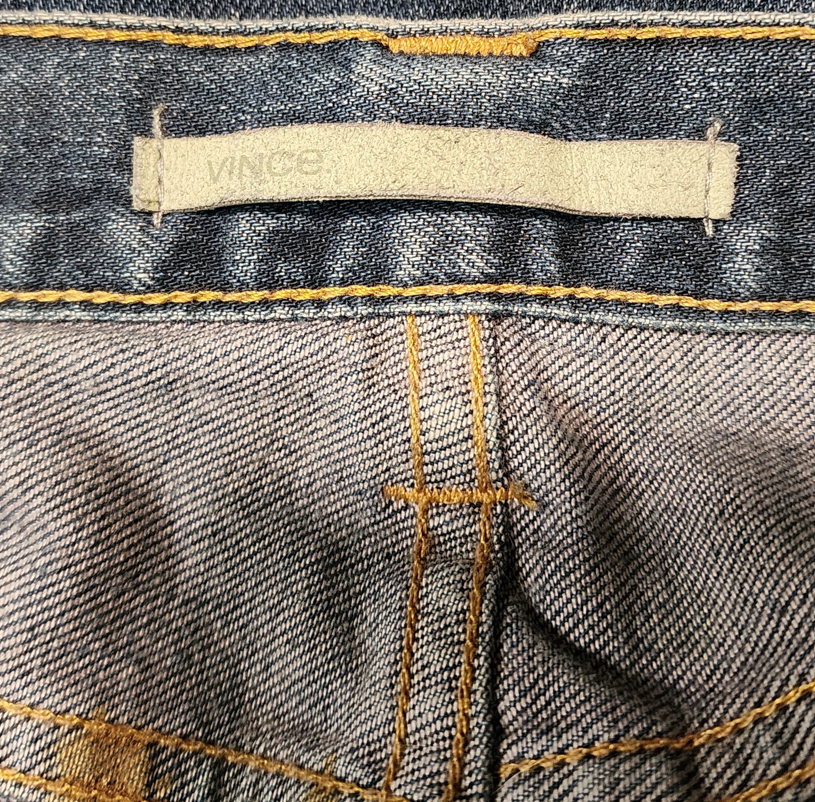 Vince 34×28 Distressed Stone Washed Blue Jeans Front Pocket Cargo Made In Usa