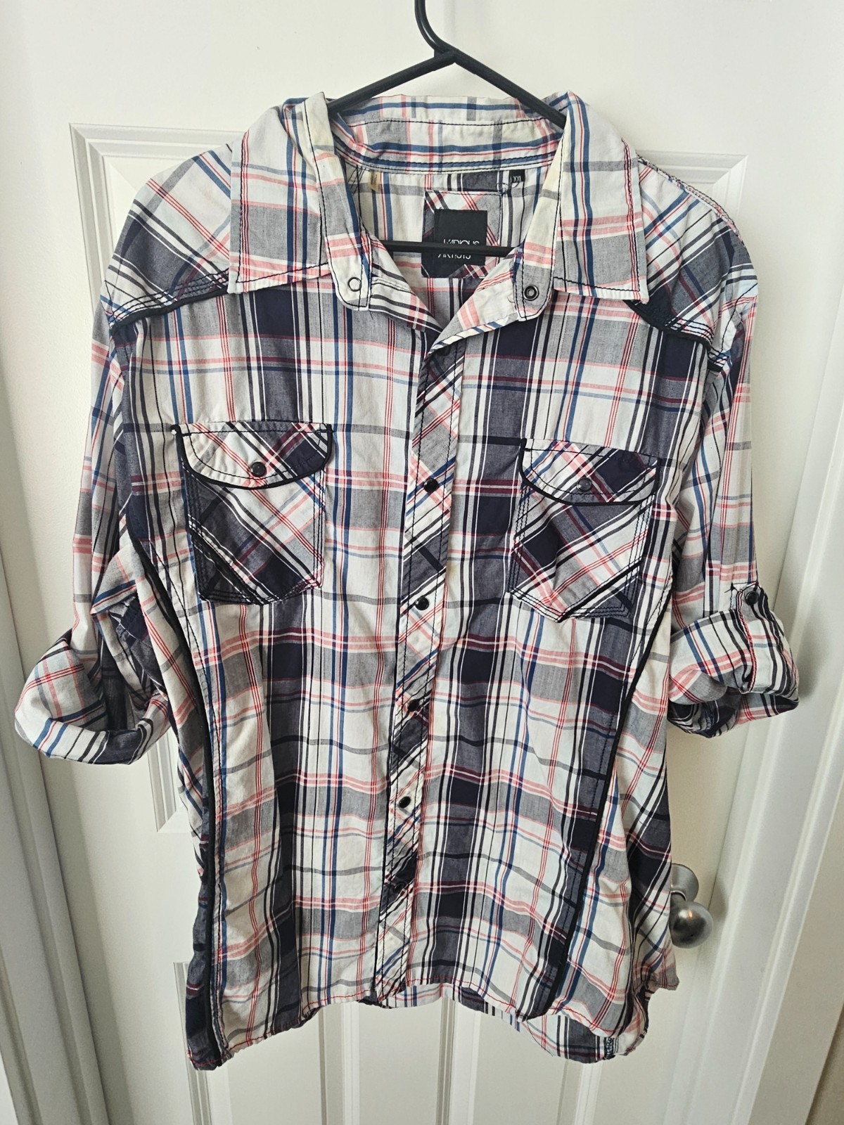 Various Artists Men’s Plaid Cotton Long Sleeve Button-Up Shirt Size- XXL