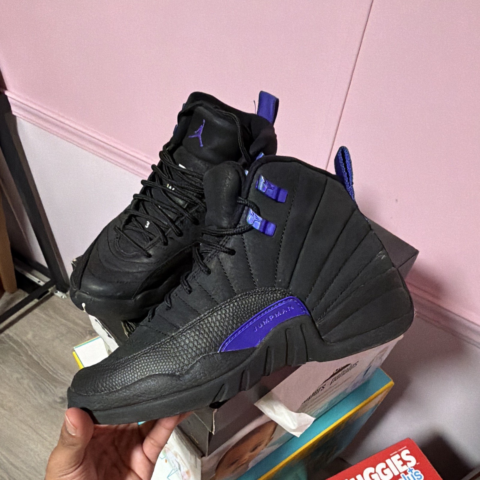 Jordan Air Jordan 12 Retro Black/Purple Unisex Kids 5Y Sneaker