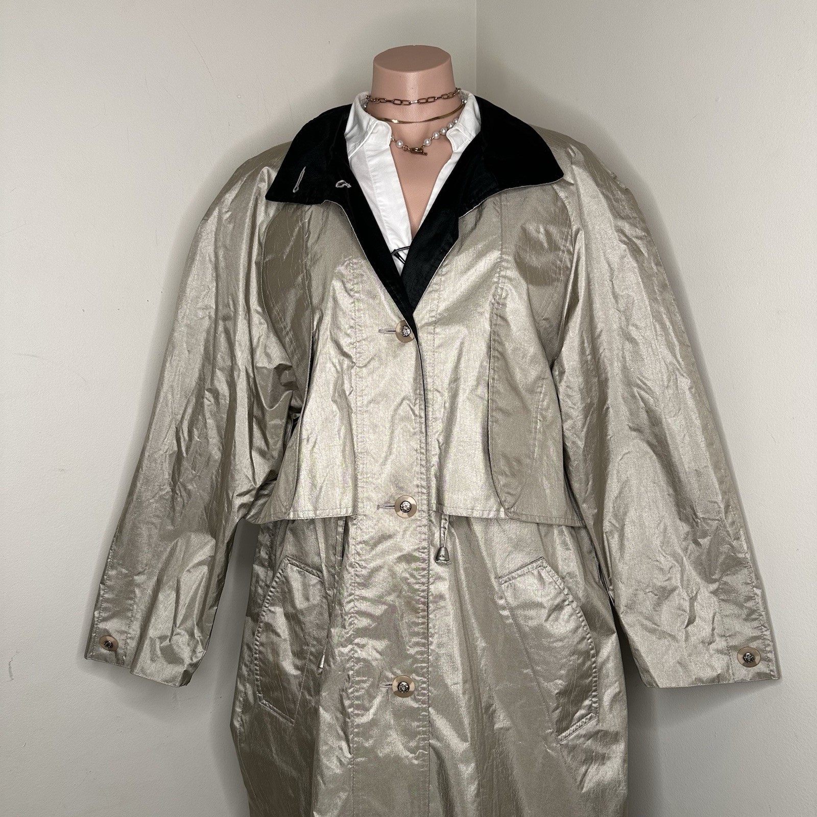 Womens Trench Coat 14 XL Beige Tan 47″ Overcoat Rain Jacket British Mist