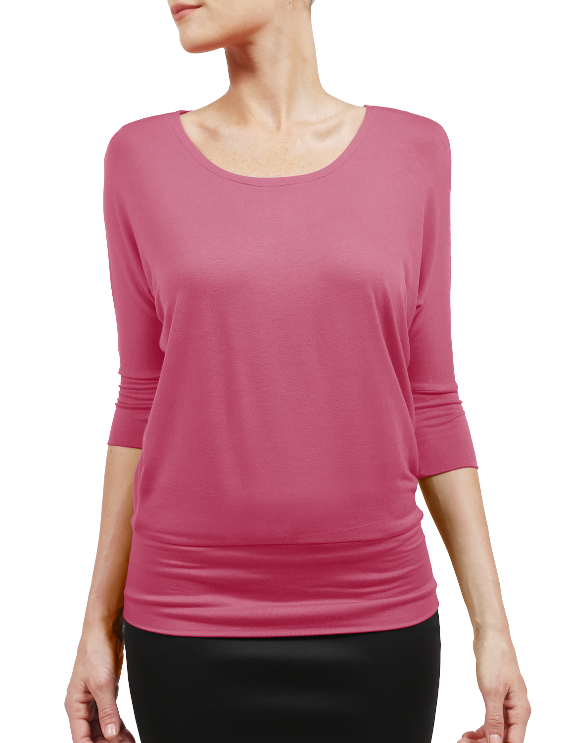 NE PEOPLE Womens Super Soft 3/4 Sleeve Batwing Dolman Top With Stretch NEWT228