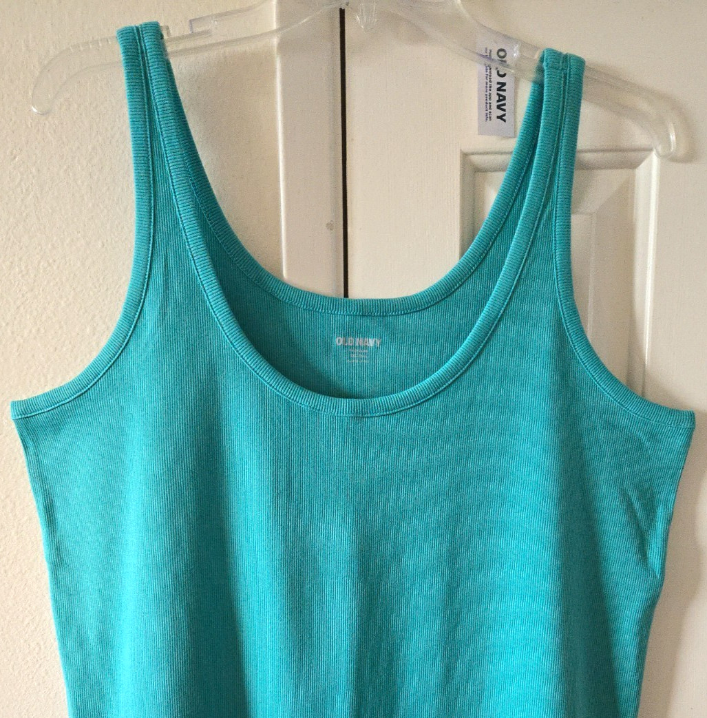 Hot Basic! Old Navy Teal Green Fitted Ribbed Knit Tank Top Cami 2XL 2X XXL Tall