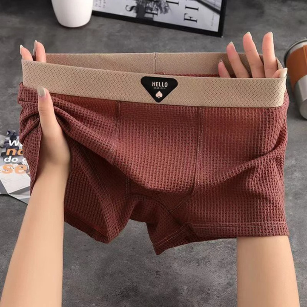 3PCS Men’s Boxer Briefs Ice Silk Breathable Underwear Plus Size Soft Trunks