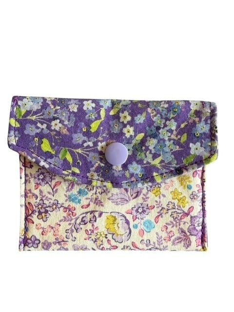 New Handmade Purple Floral Print Coin Purse 4.25″x3.25″ by Clothworks by Cassie