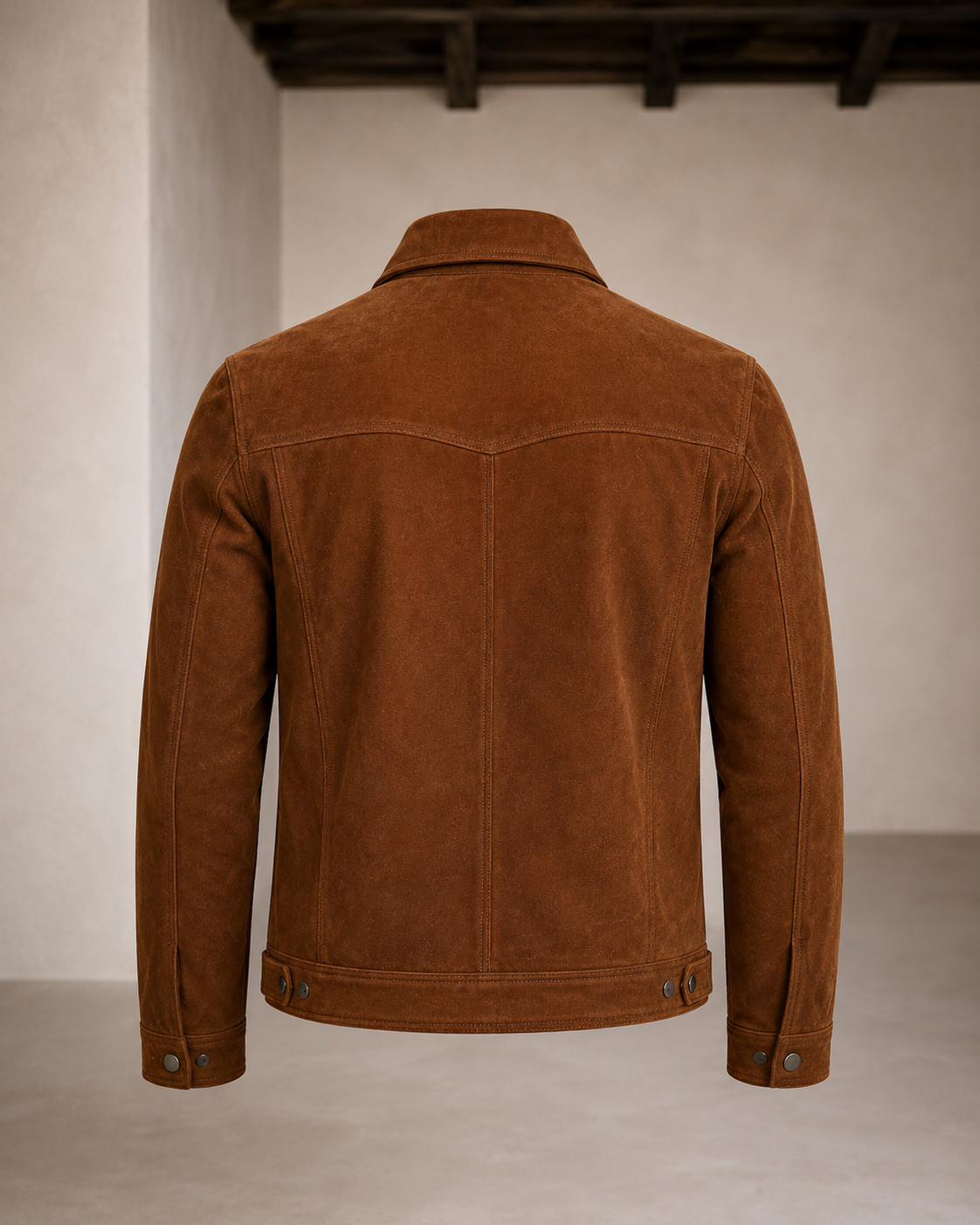 Men’s Genuine Brown Suede Leather Jacket – Western Classic – Button Shirt Coat