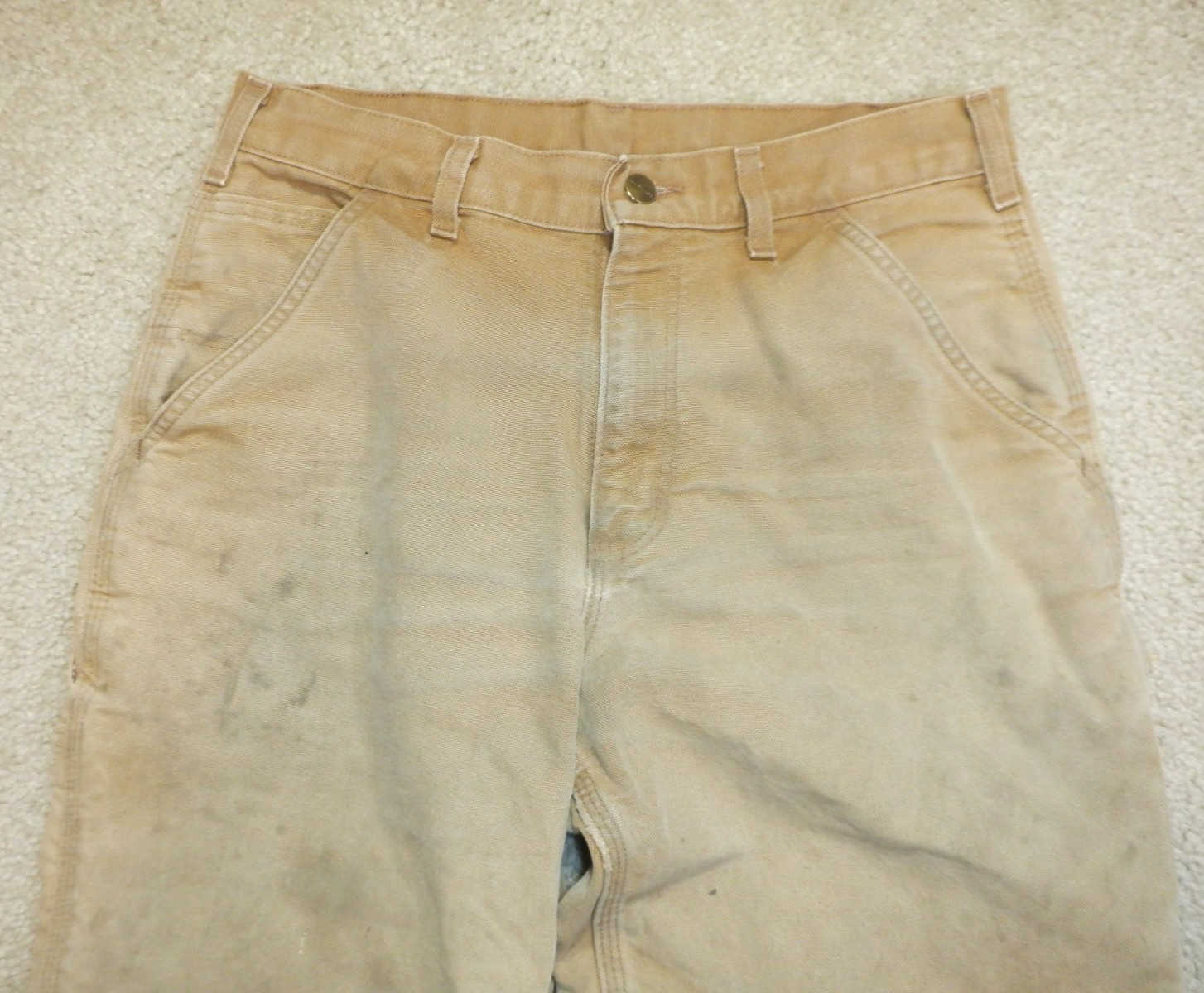 Carhartt Work Pants, Distressed Faded Well worn Stains rips, B11, Mens 31/30