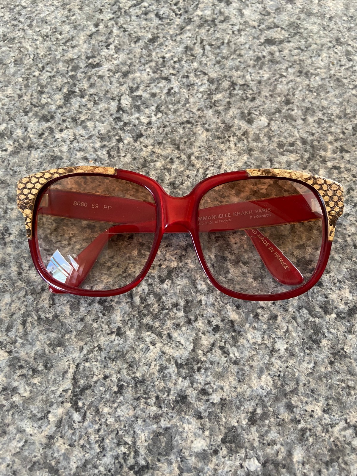 Emmanuelle Khanh Paris 8080 69 PP Red Snake Skin Framed Sunglasses